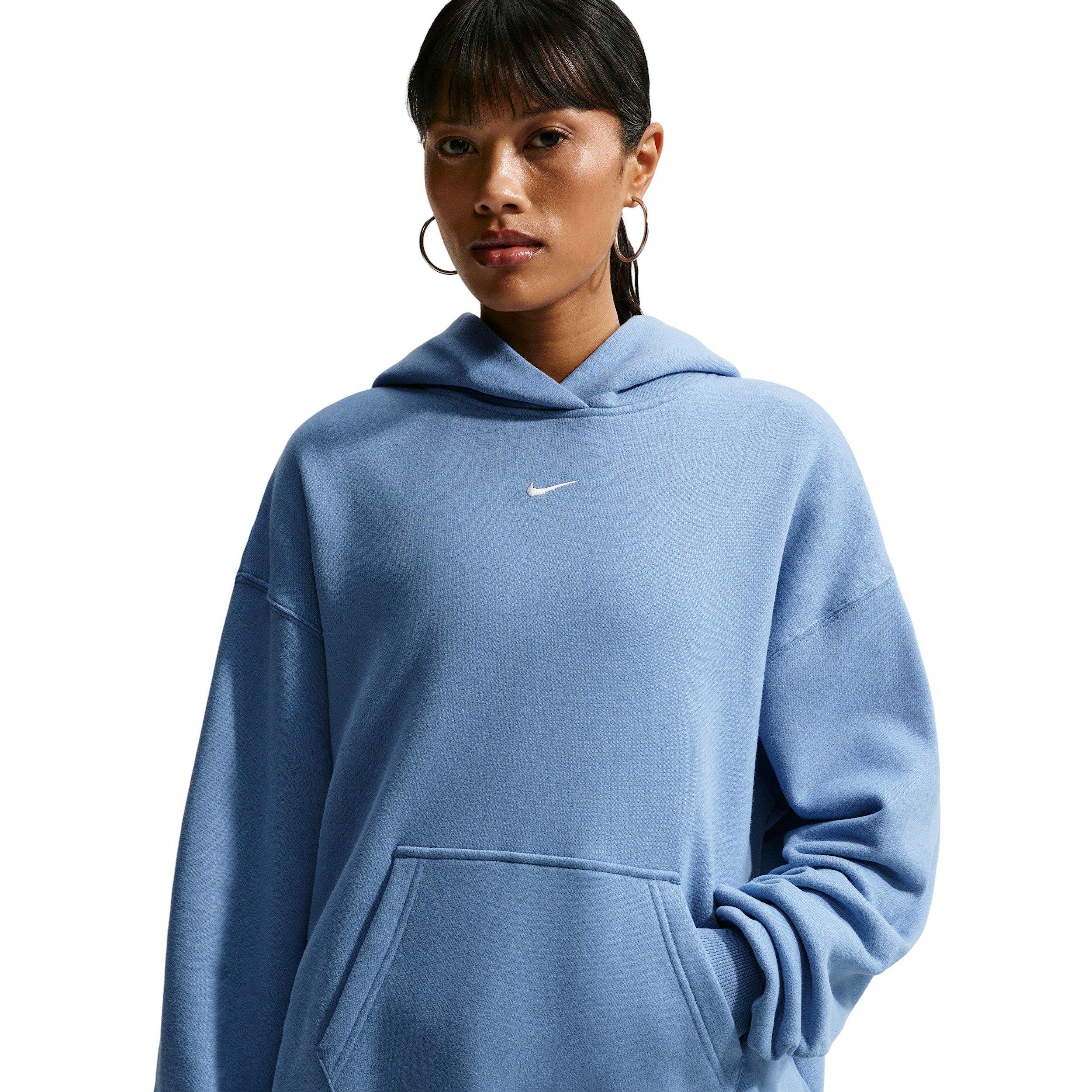 Nike Women's Studio Fleece Medium Weight Oversized Pullover Hoodie - BLUE Thumbnail View 1