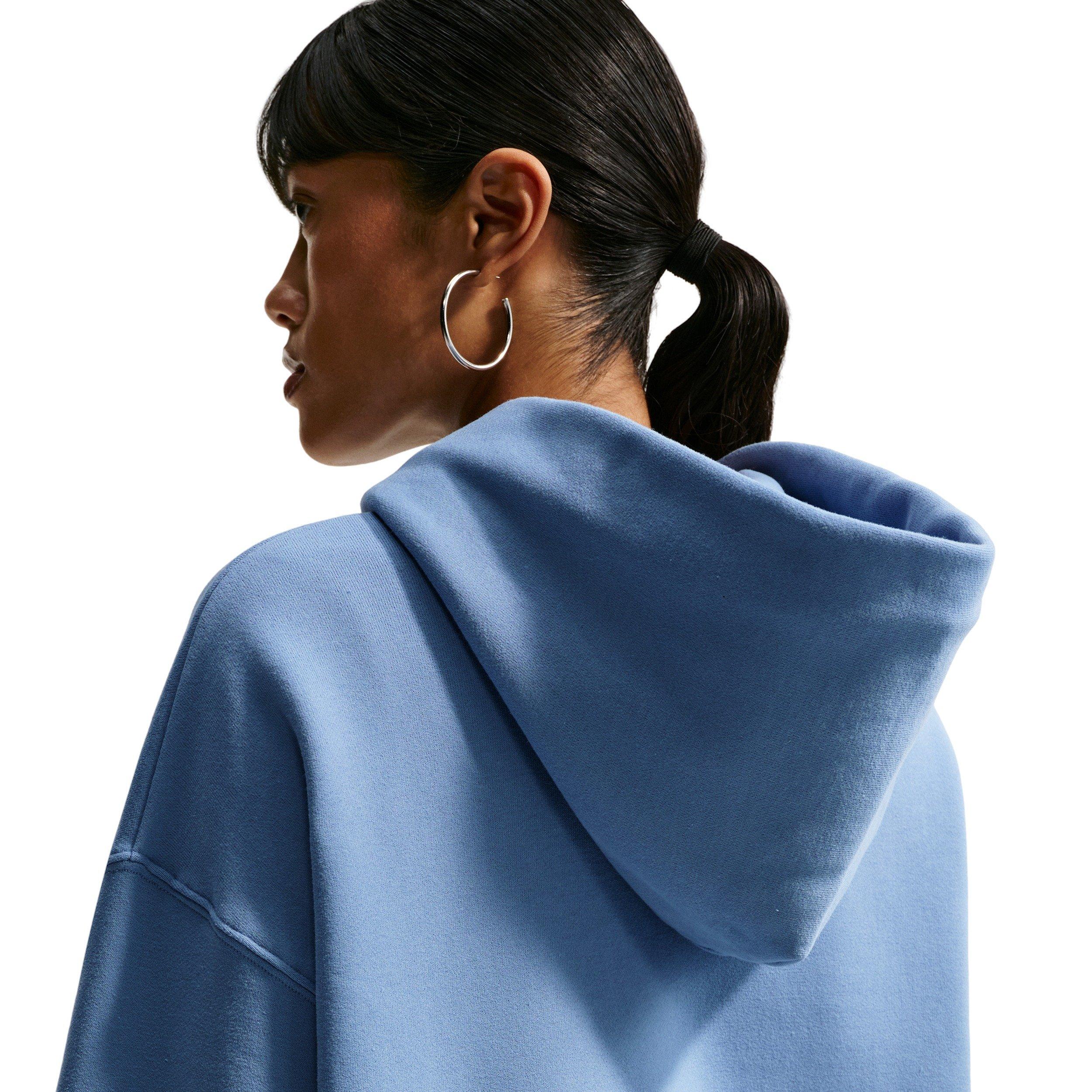 Nike Women's Studio Fleece Medium Weight Oversized Pullover Hoodie - BLUE Thumbnail View 2