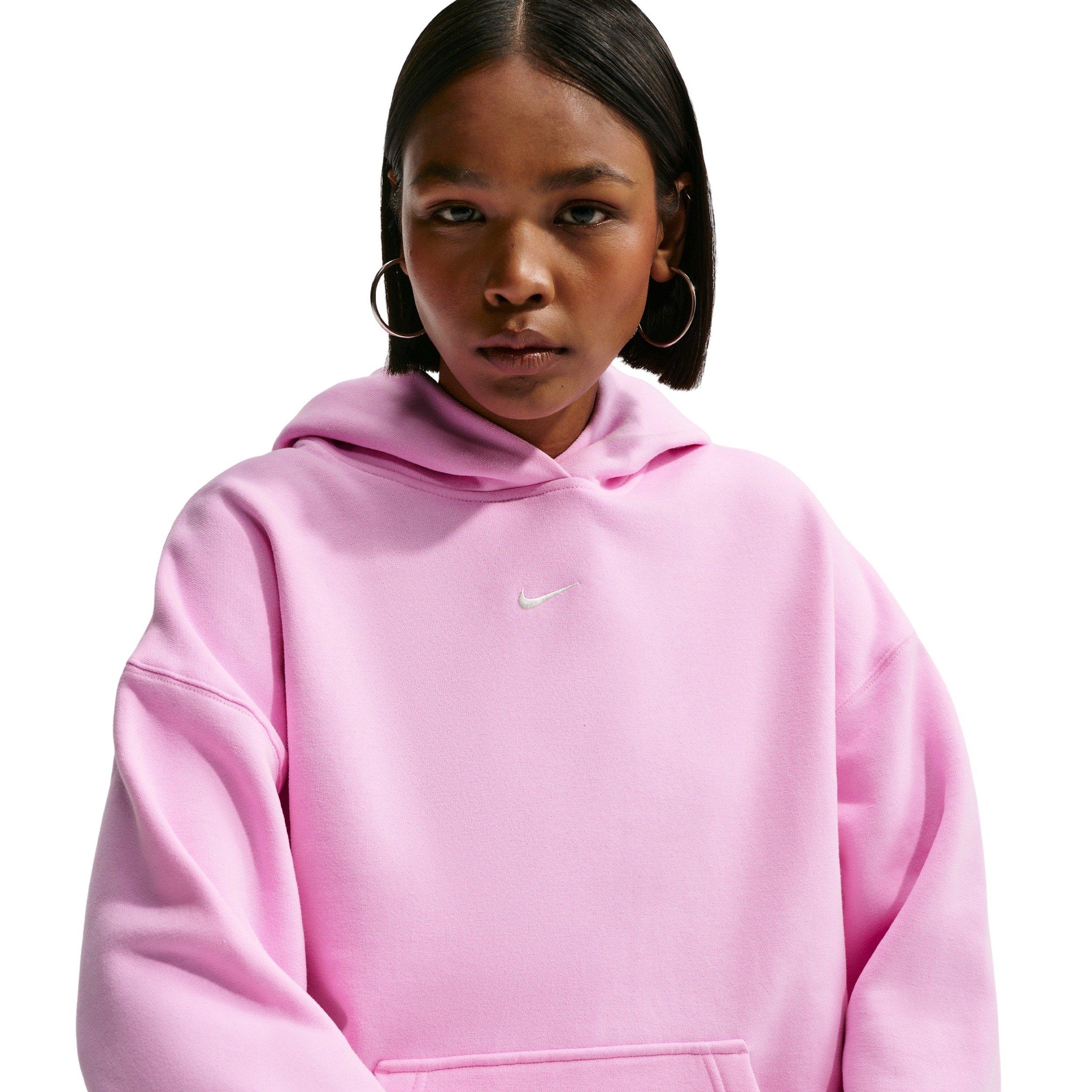 Nike Women's Studio Fleece Medium Weight Oversized Pullover Hoodie - PINK Thumbnail View 1