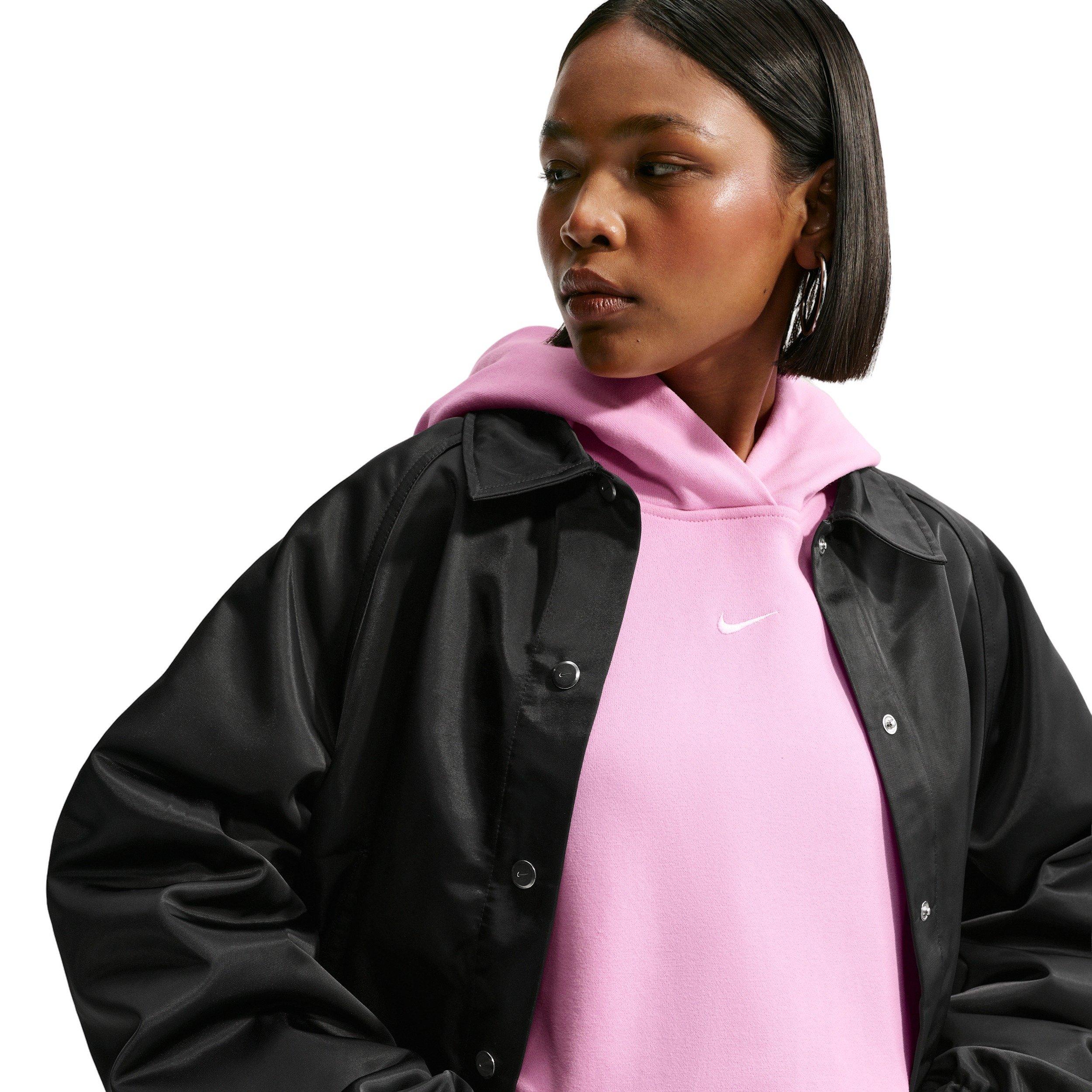 Nike Women's Studio Fleece Medium Weight Oversized Pullover Hoodie - PINK Thumbnail View 3