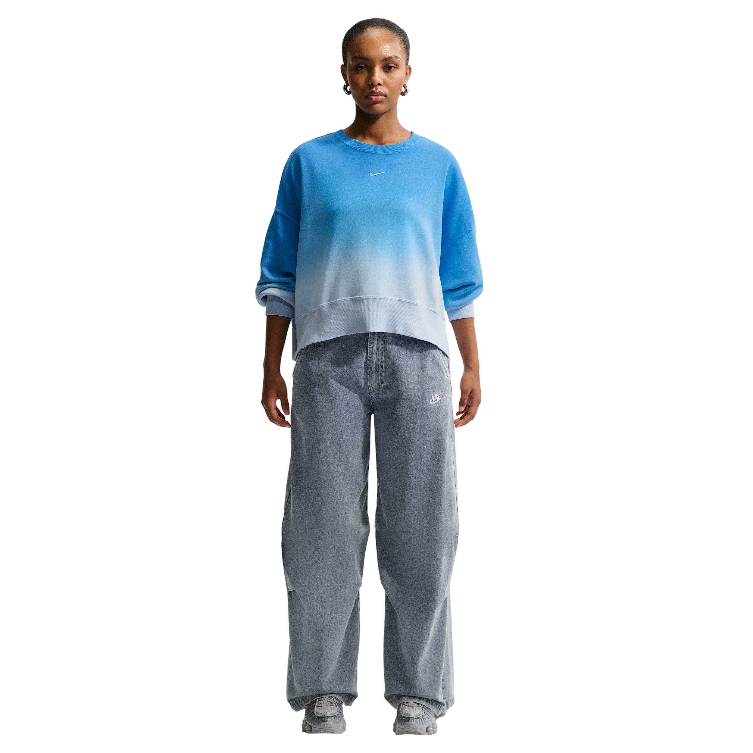 Nike Women's Sportswear Phoenix Fleece Oversized Dip-Dye Crew-Neck Sweatshirt - BLUE Thumbnail View 1
