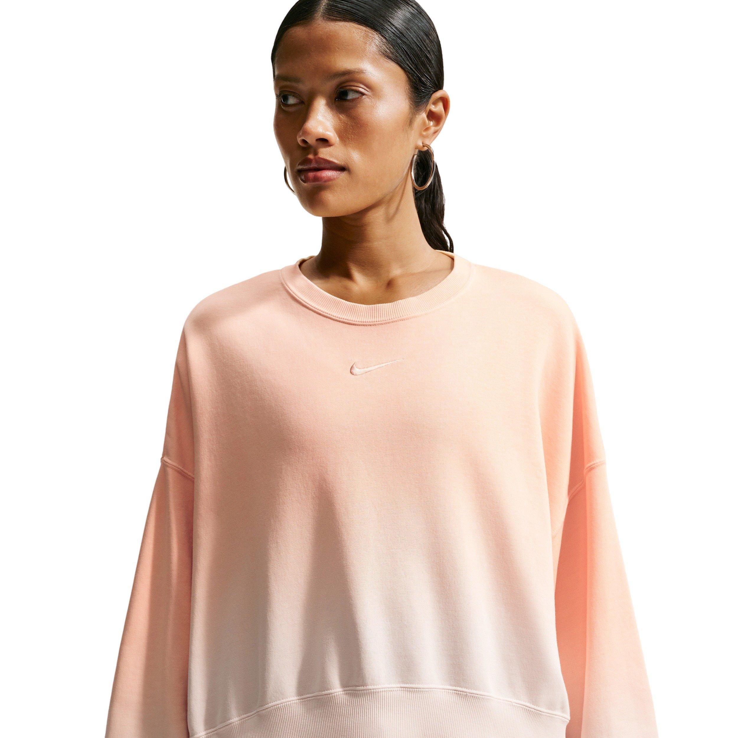 Nike Women's Sportswear Phoenix Fleece Oversized Dip-Dye Crew-Neck Sweatshirt - PEACH Thumbnail View 1