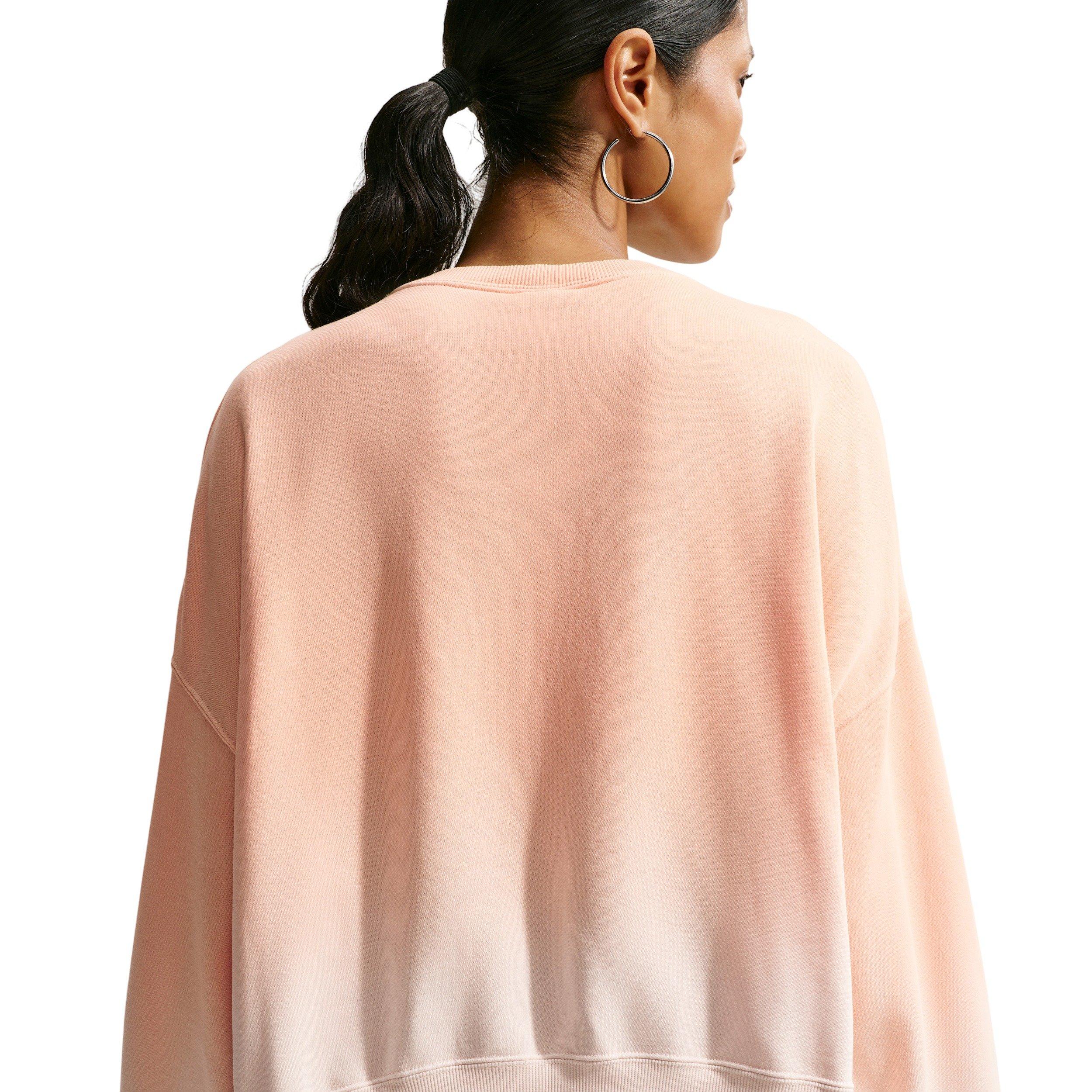 Nike Women's Sportswear Phoenix Fleece Oversized Dip-Dye Crew-Neck Sweatshirt - PEACH Thumbnail View 2