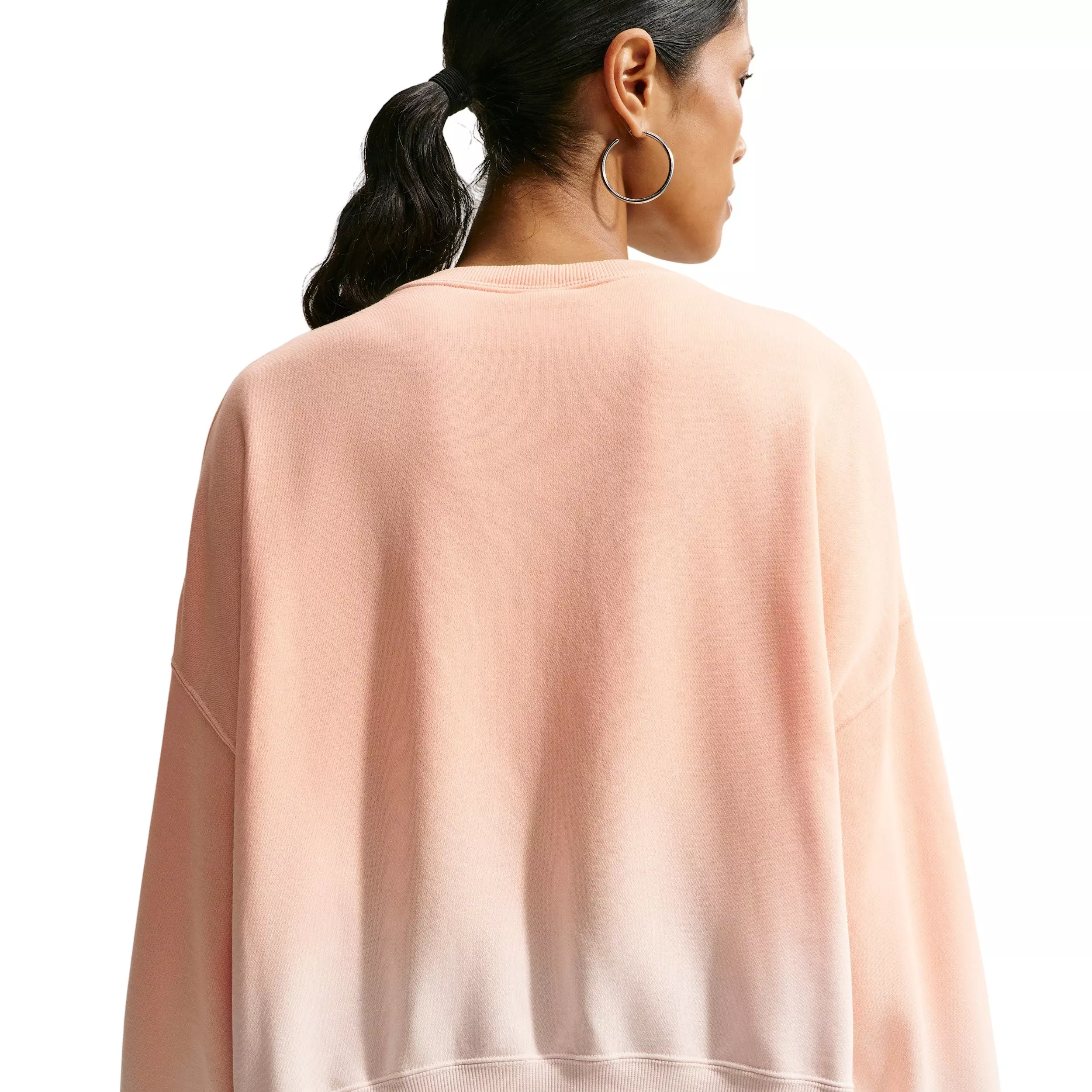 Nike Women's Sportswear Phoenix Fleece Oversized Dip-Dye Crew-Neck Sweatshirt - PEACH
