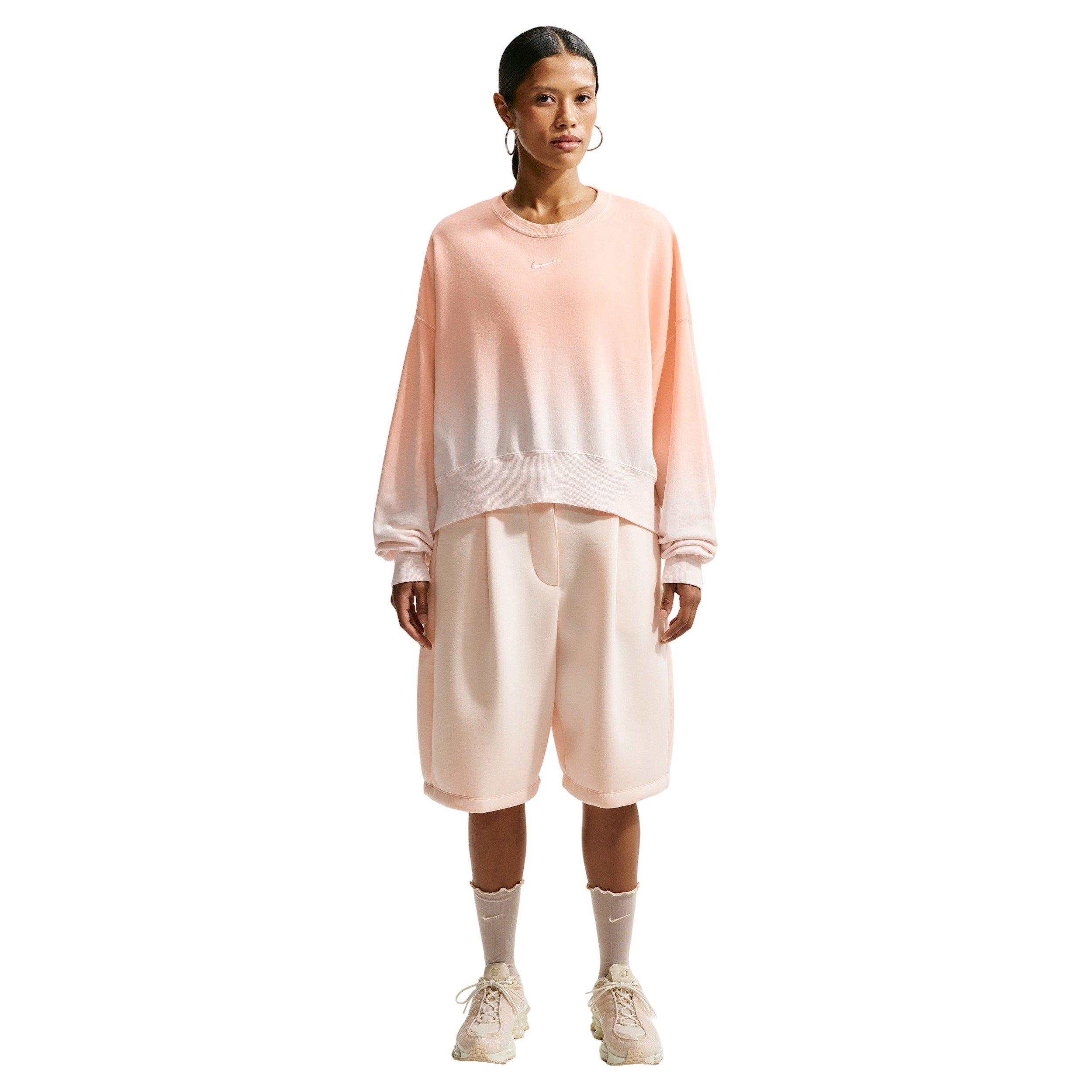 Nike Women's Sportswear Phoenix Fleece Oversized Dip-Dye Crew-Neck Sweatshirt - PEACH Thumbnail View 4