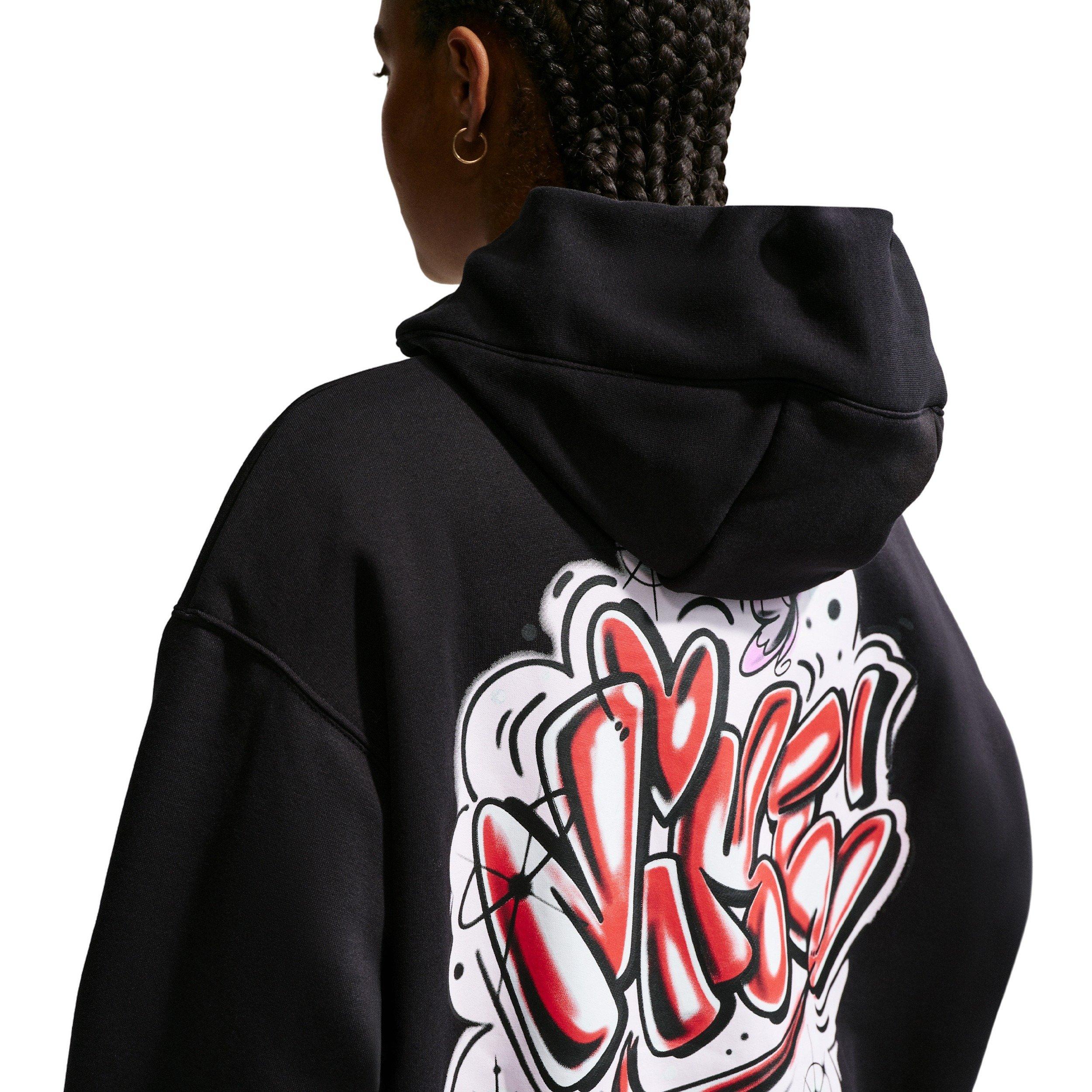 Nike Women's Sportswear Phoenix Fleece Airbrush Oversized Hoodie - BLACK/PURPLE Thumbnail View 3