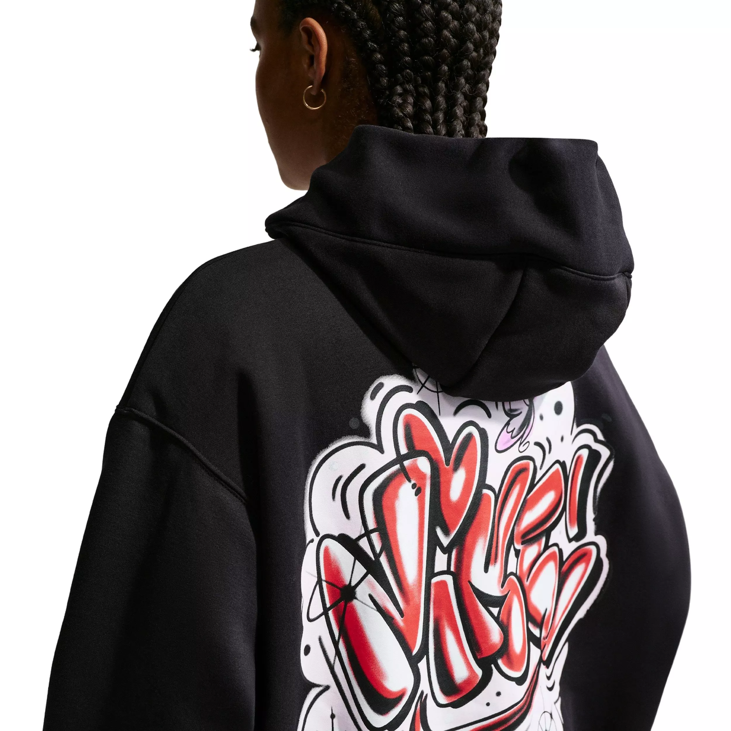 Nike Women's Sportswear Phoenix Fleece Airbrush Oversized Hoodie - BLACK/PURPLE