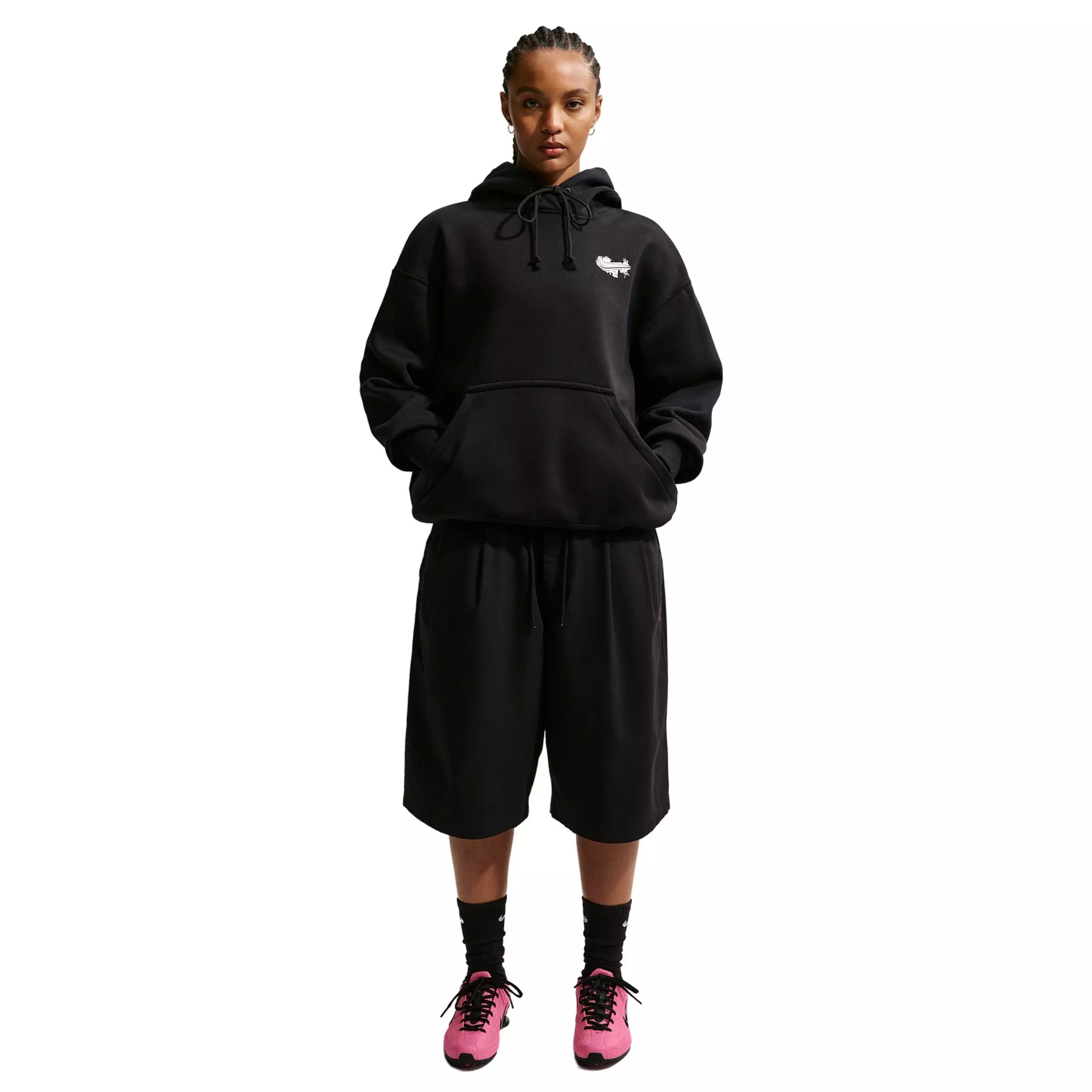 Nike Women's Sportswear Phoenix Fleece Airbrush Oversized Hoodie - BLACK/PURPLE