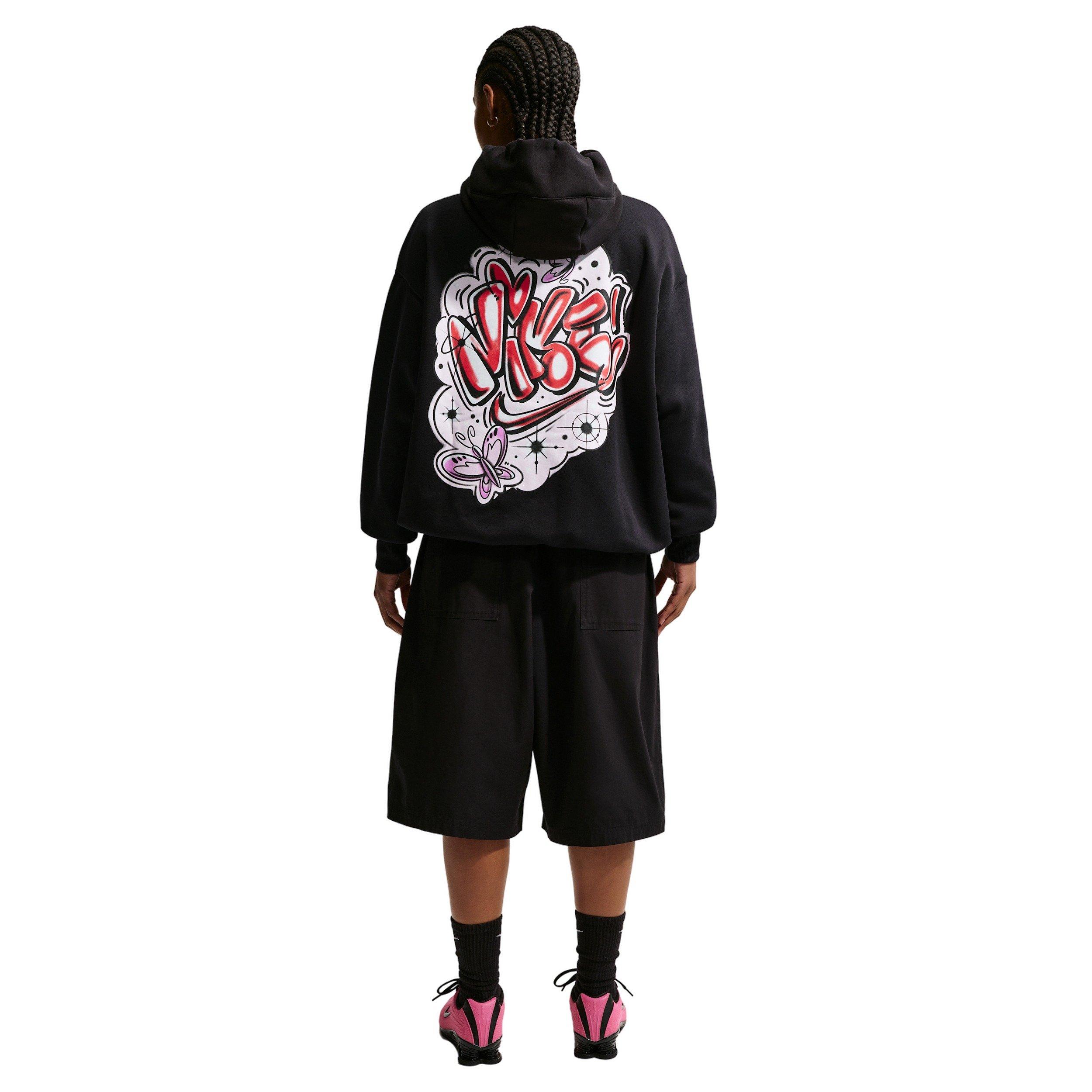 Nike Women's Sportswear Phoenix Fleece Airbrush Oversized Hoodie - BLACK/PURPLE Thumbnail View 5