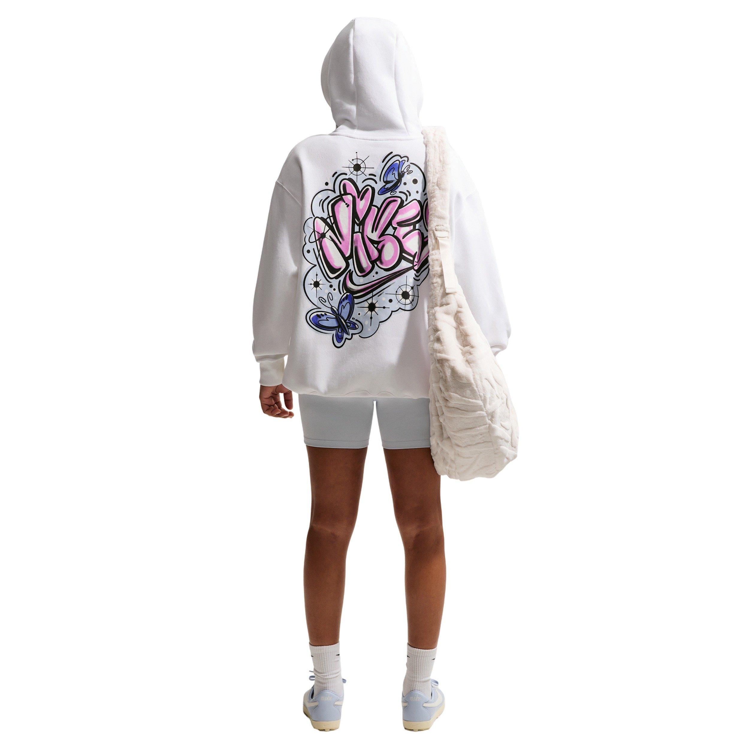 Nike Women's Sportswear Phoenix Fleece Airbrush Oversized Hoodie - WHITE/BLUE Thumbnail View 2