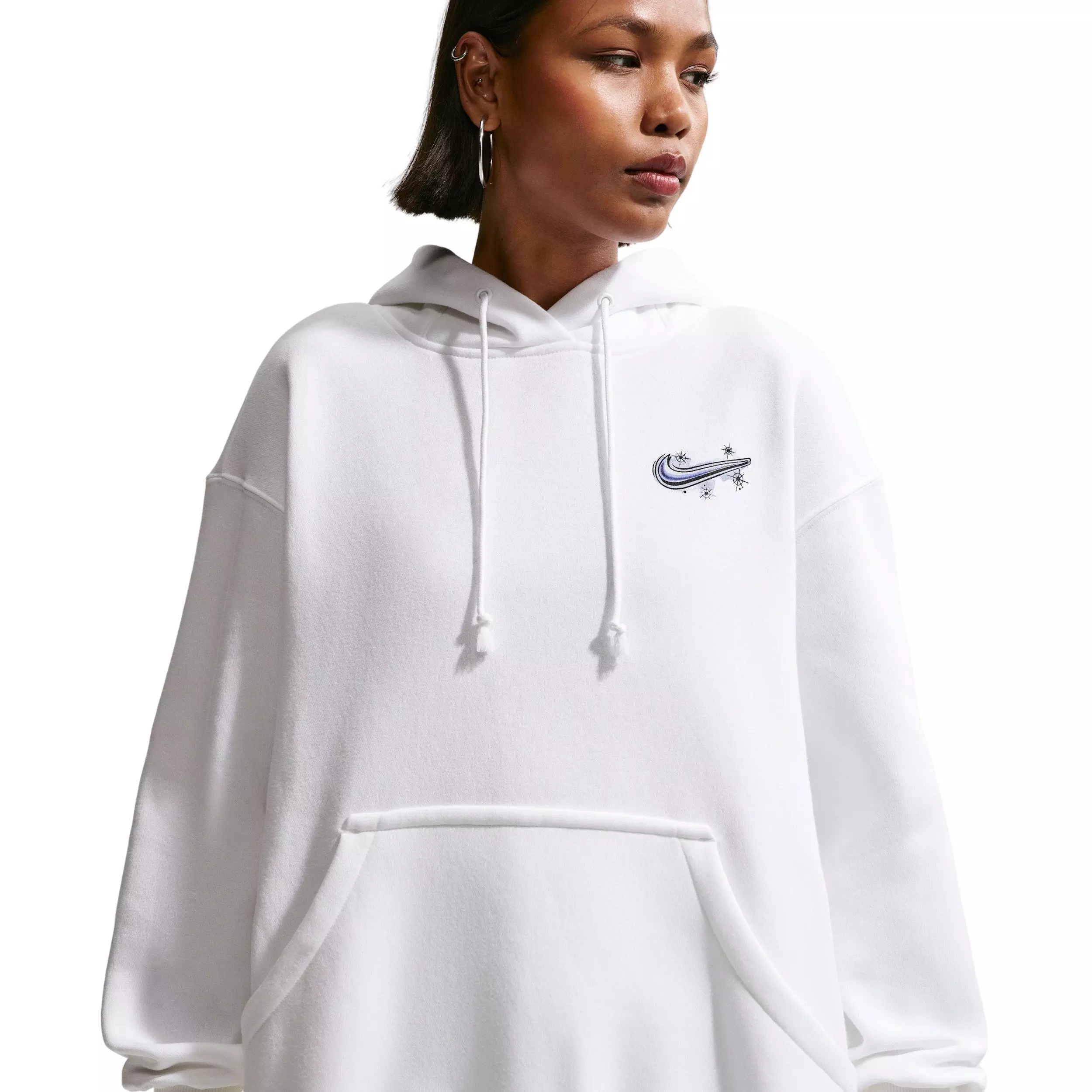 Nike Women's Sportswear Phoenix Fleece Airbrush Oversized Hoodie - WHITE/BLUE