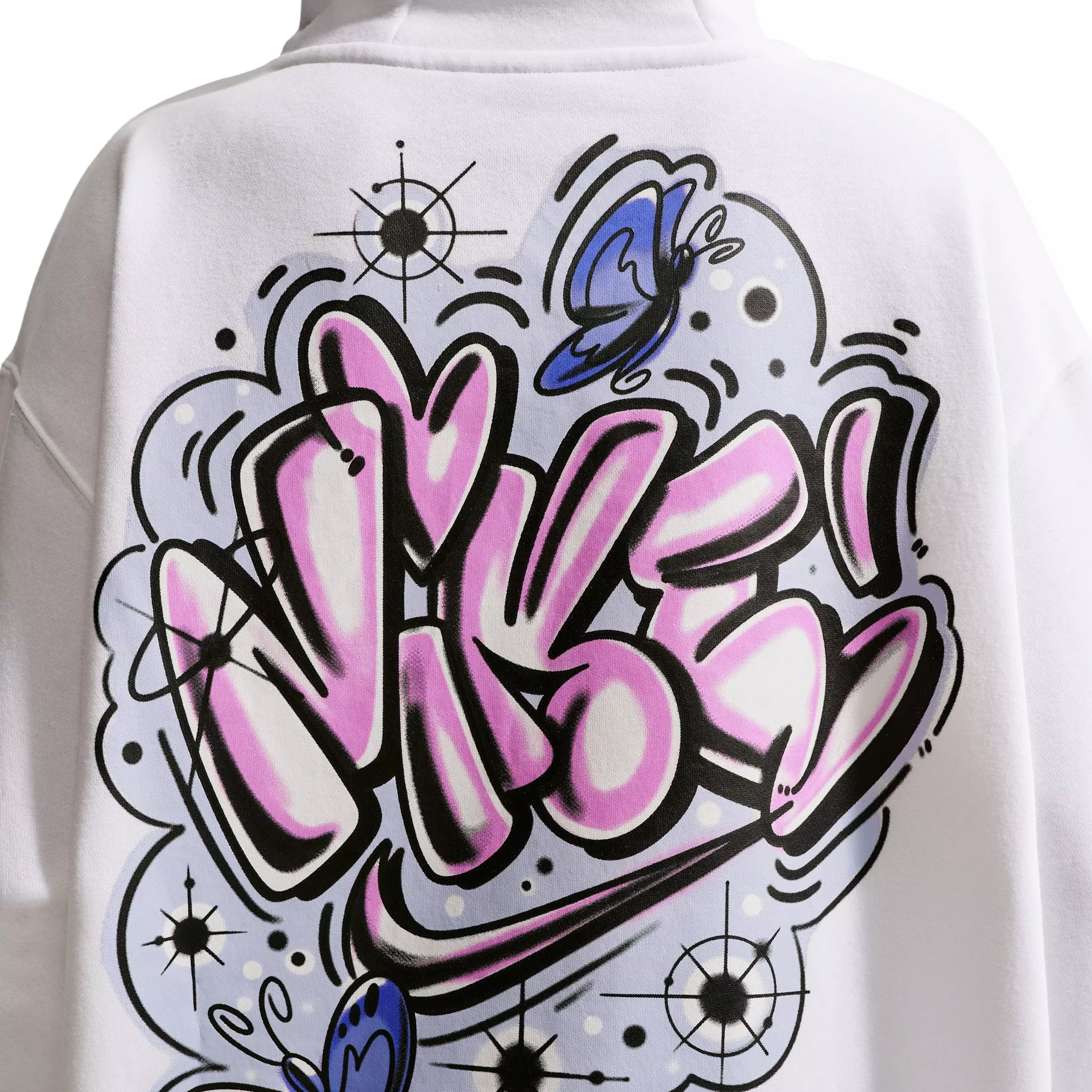 Nike Women's Sportswear Phoenix Fleece Airbrush Oversized Hoodie - WHITE/BLUE