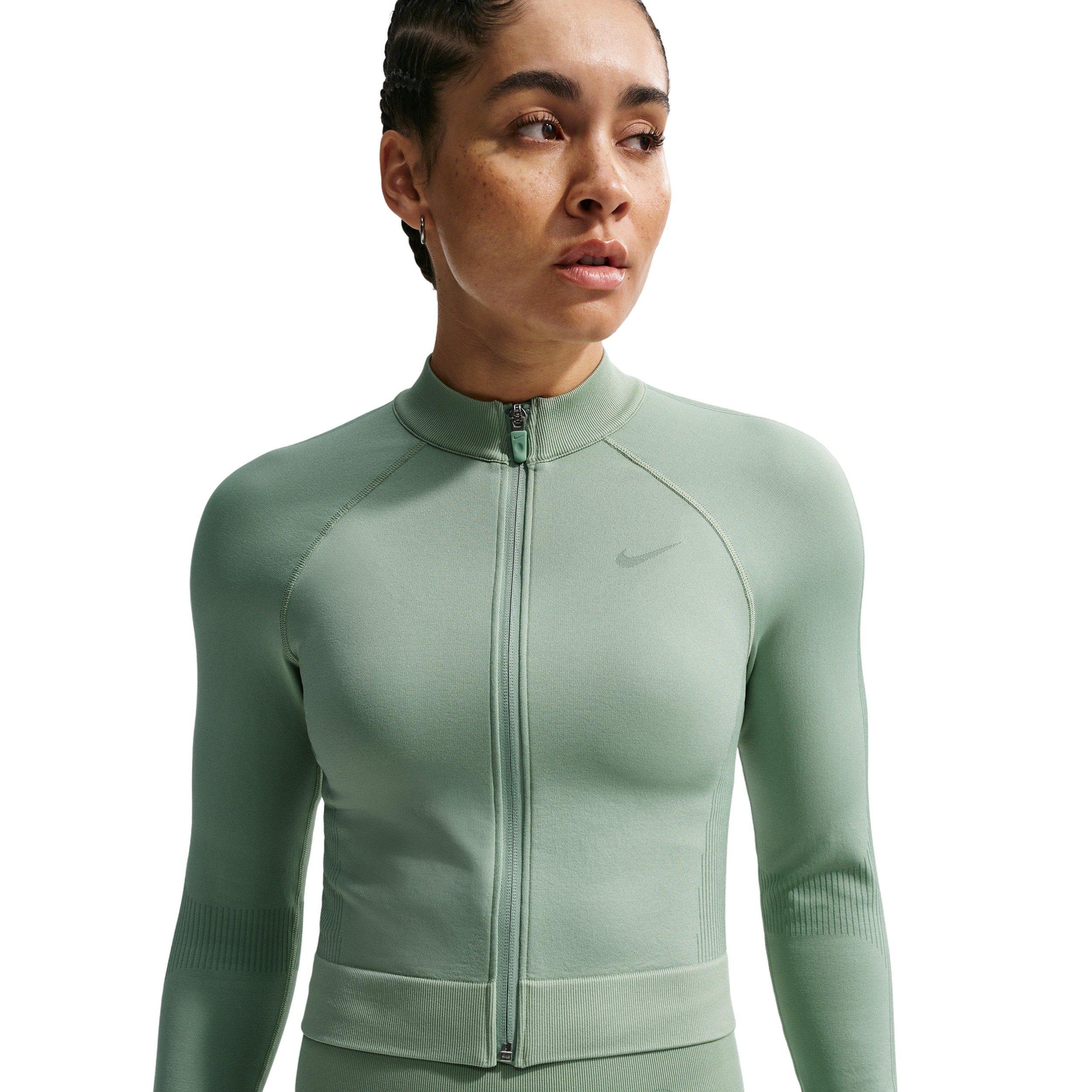 Nike Women's Pro Seamless Full-Zip Training Top - Light Green - LIGHT GREEN Thumbnail View 1