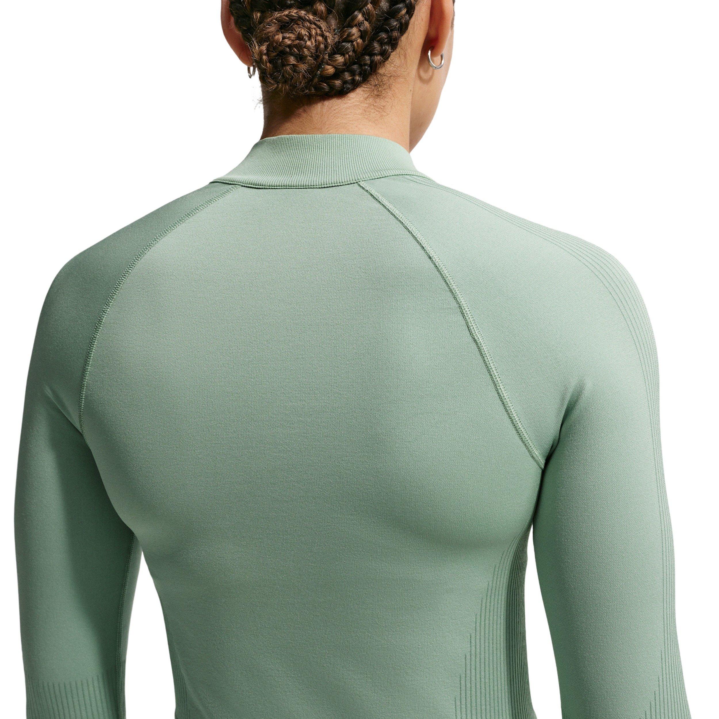 Nike Women's Pro Seamless Full-Zip Training Top - Light Green - LIGHT GREEN Thumbnail View 2