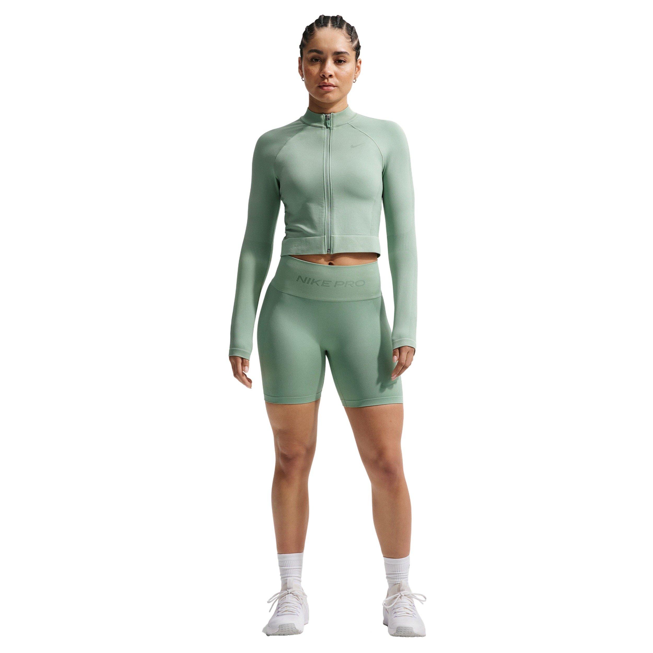 Nike Women's Pro Seamless Full-Zip Training Top - Light Green - LIGHT GREEN Thumbnail View 4