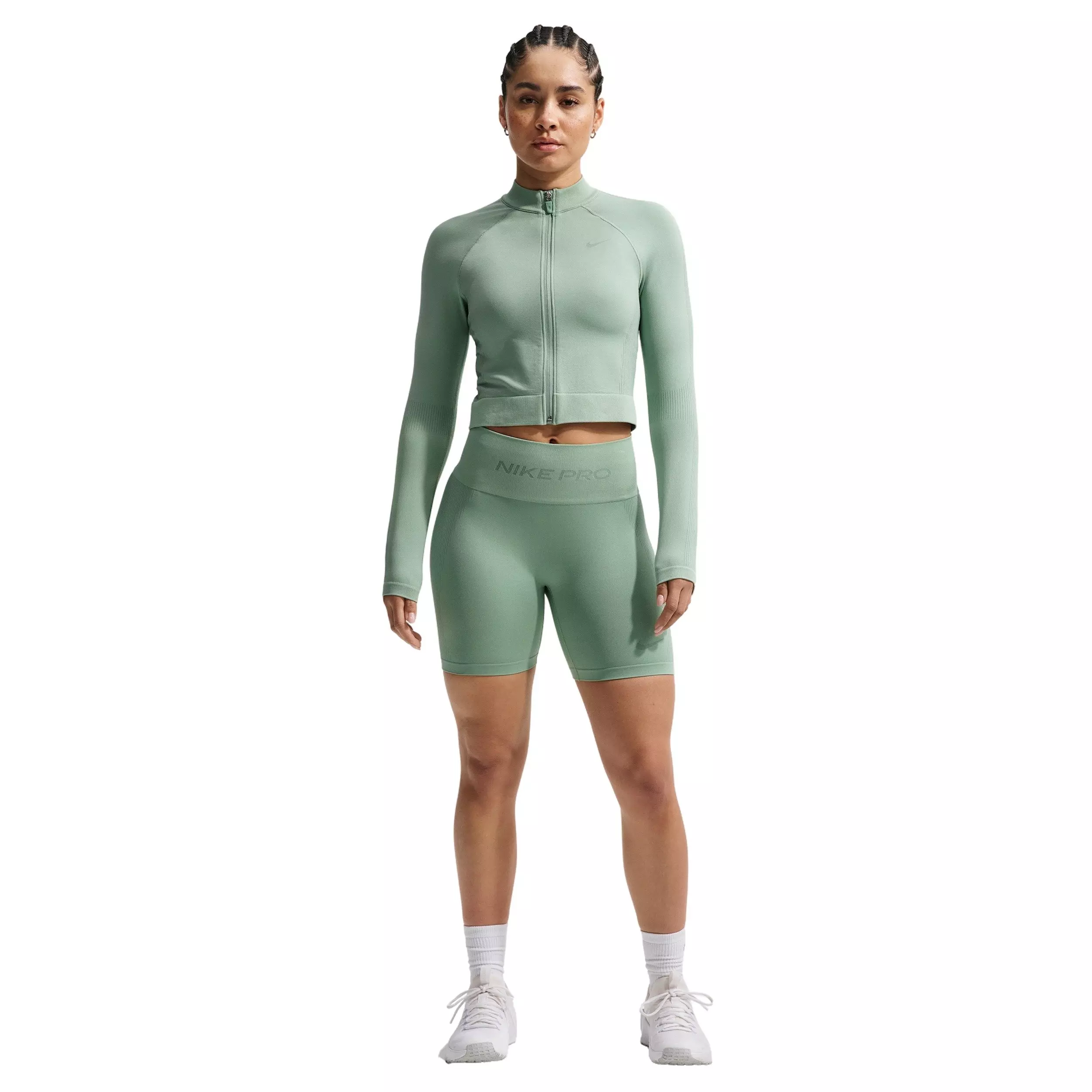 Nike Women's Pro Seamless Full-Zip Training Top - Light Green - LIGHT GREEN
