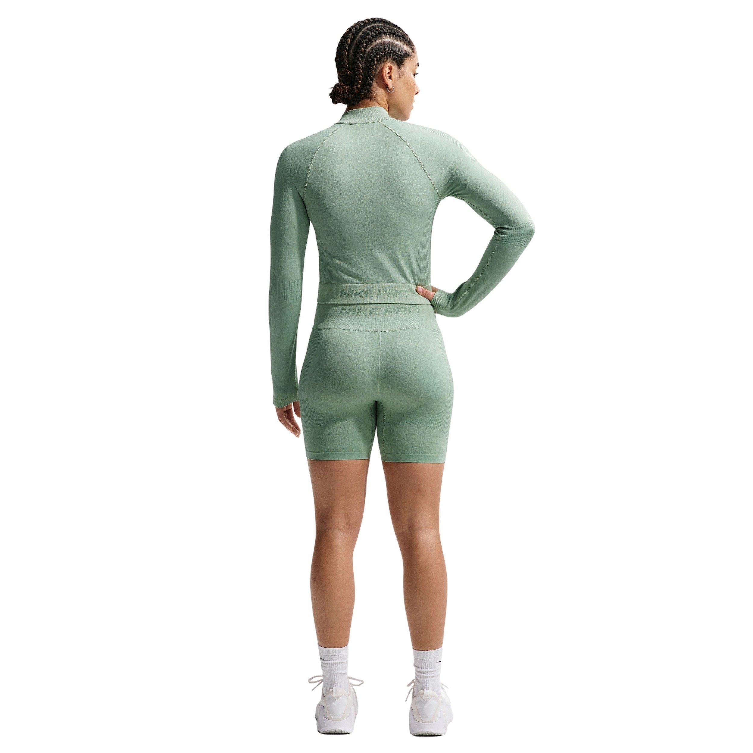 Nike Women's Pro Seamless Full-Zip Training Top - Light Green - LIGHT GREEN Thumbnail View 5