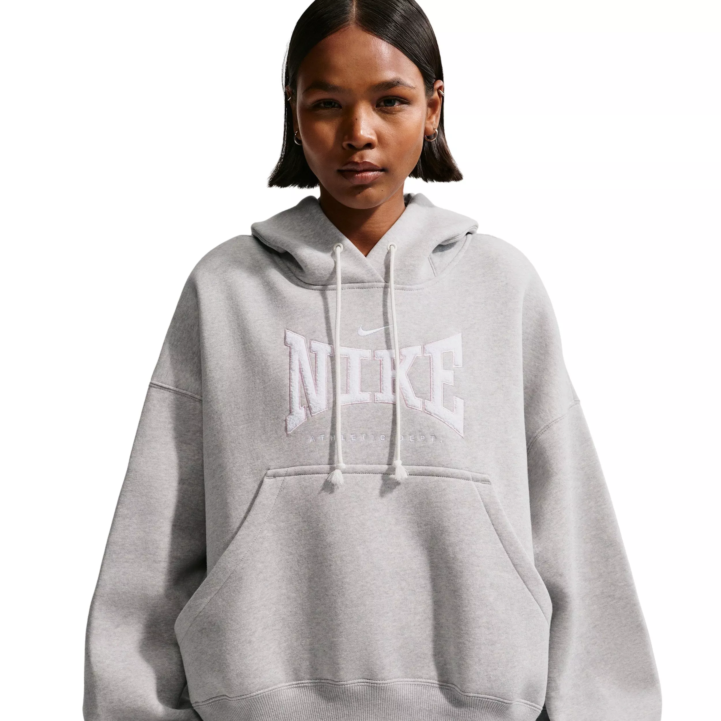 Nike Women's Sportswear Phoenix Fleece Oversized Hoodie - Light Grey/White - LIGHT GREY/WHITE