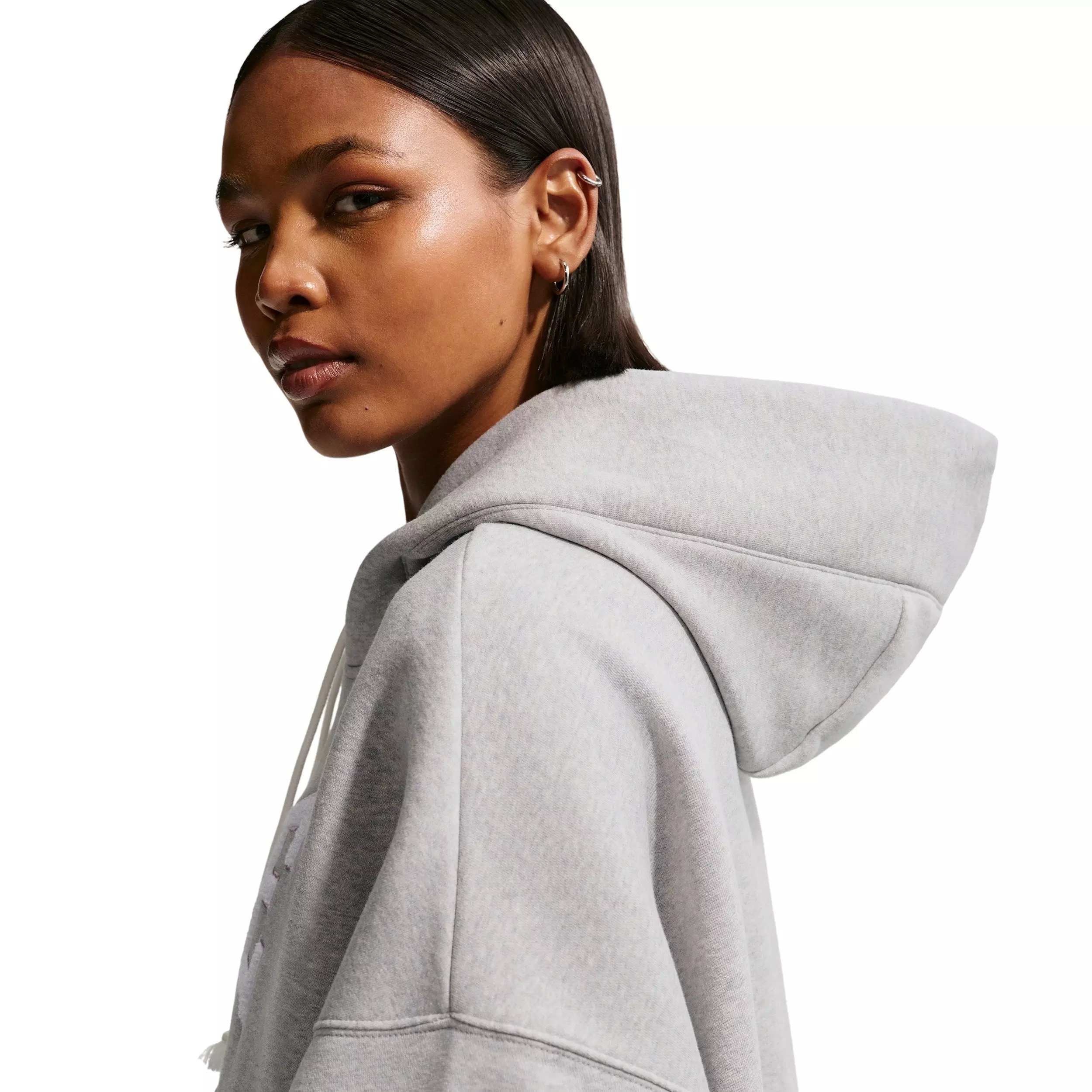 Nike Women's Sportswear Phoenix Fleece Oversized Hoodie - Light Grey/White - LIGHT GREY/WHITE