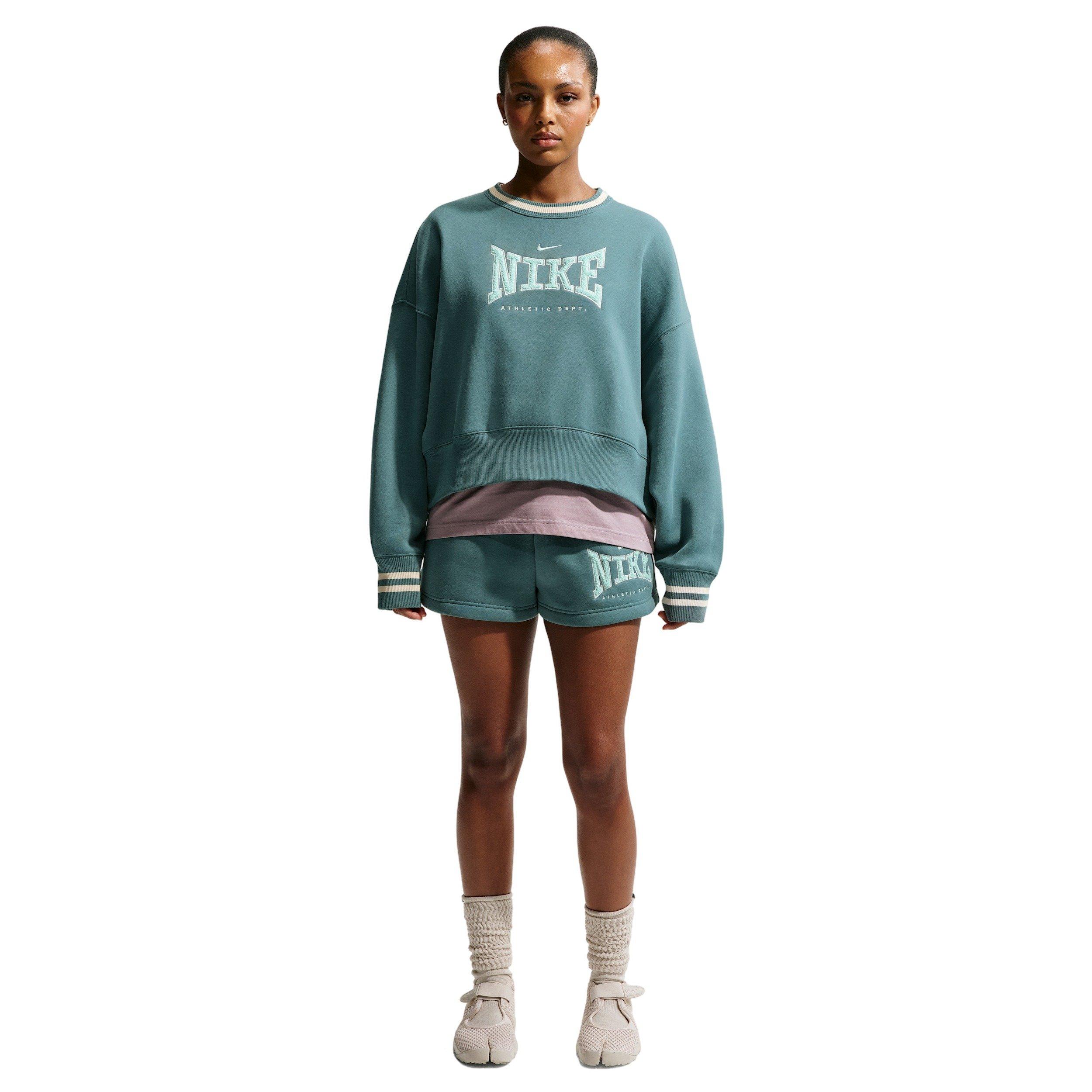 Nike Women's Sportswear Fleece Phoenix Oversized Crew-Neck Sweatshirt - MINERAL SLATE/GREEN Thumbnail View 1