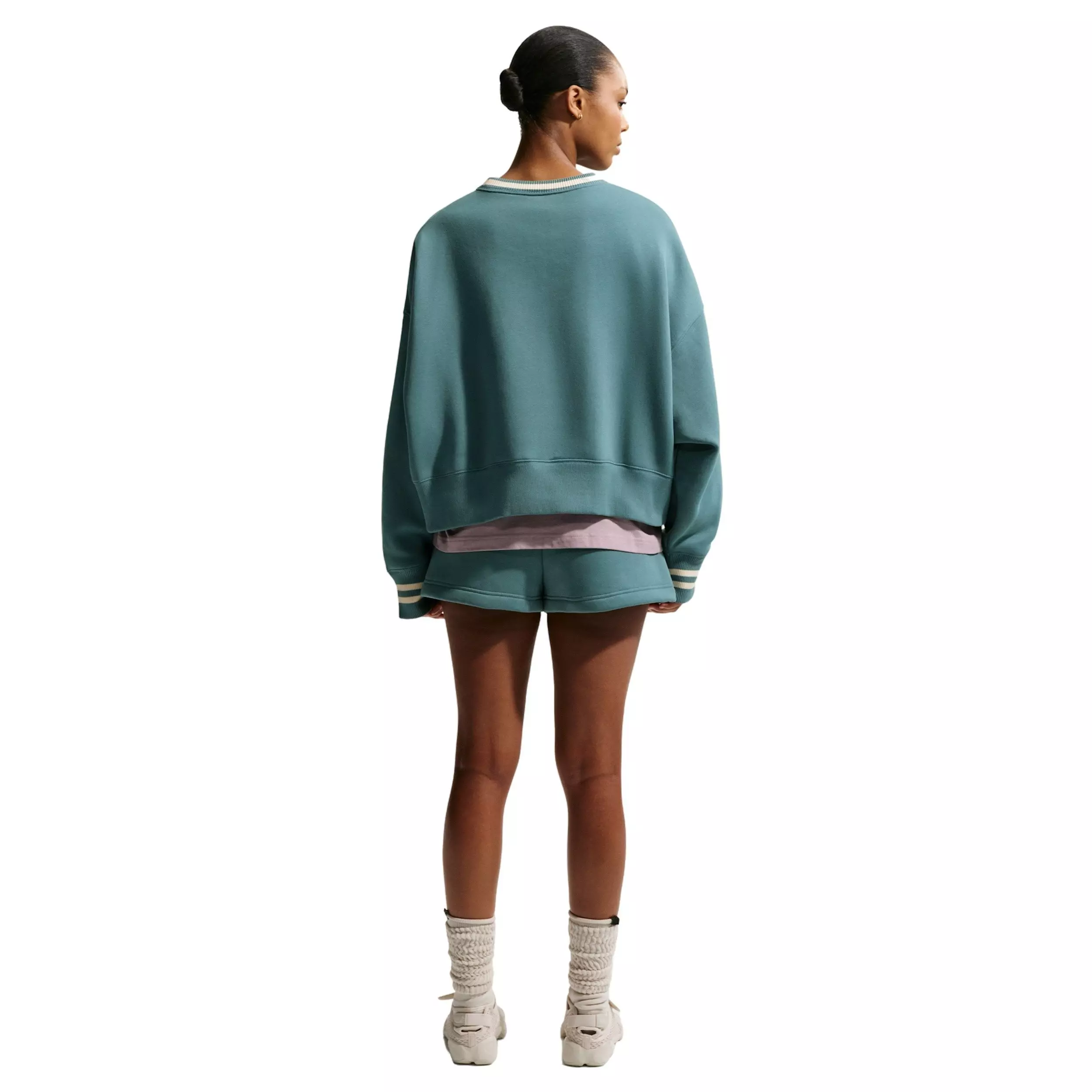 Nike Women's Sportswear Fleece Phoenix Oversized Crew-Neck Sweatshirt - MINERAL SLATE/GREEN