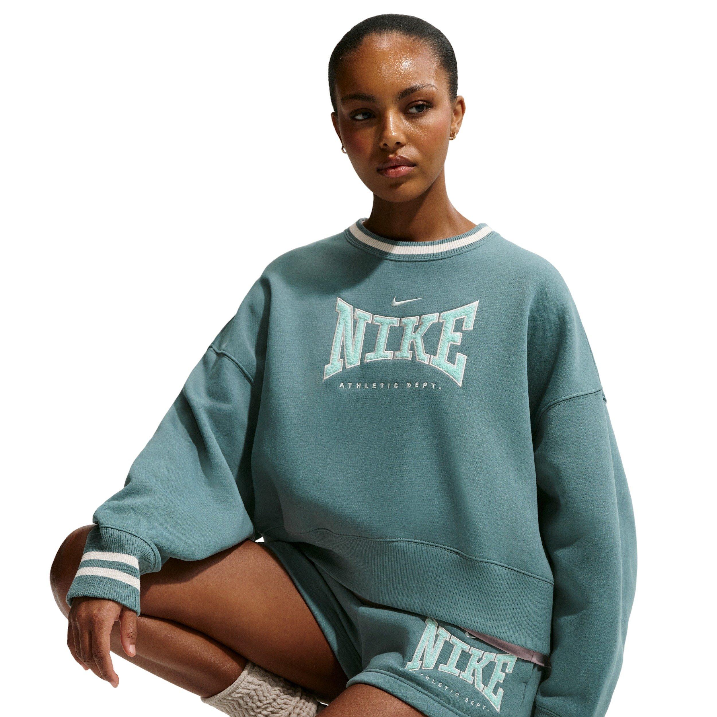 Nike Women's Sportswear Fleece Phoenix Oversized Crew-Neck Sweatshirt - MINERAL SLATE/GREEN Thumbnail View 3