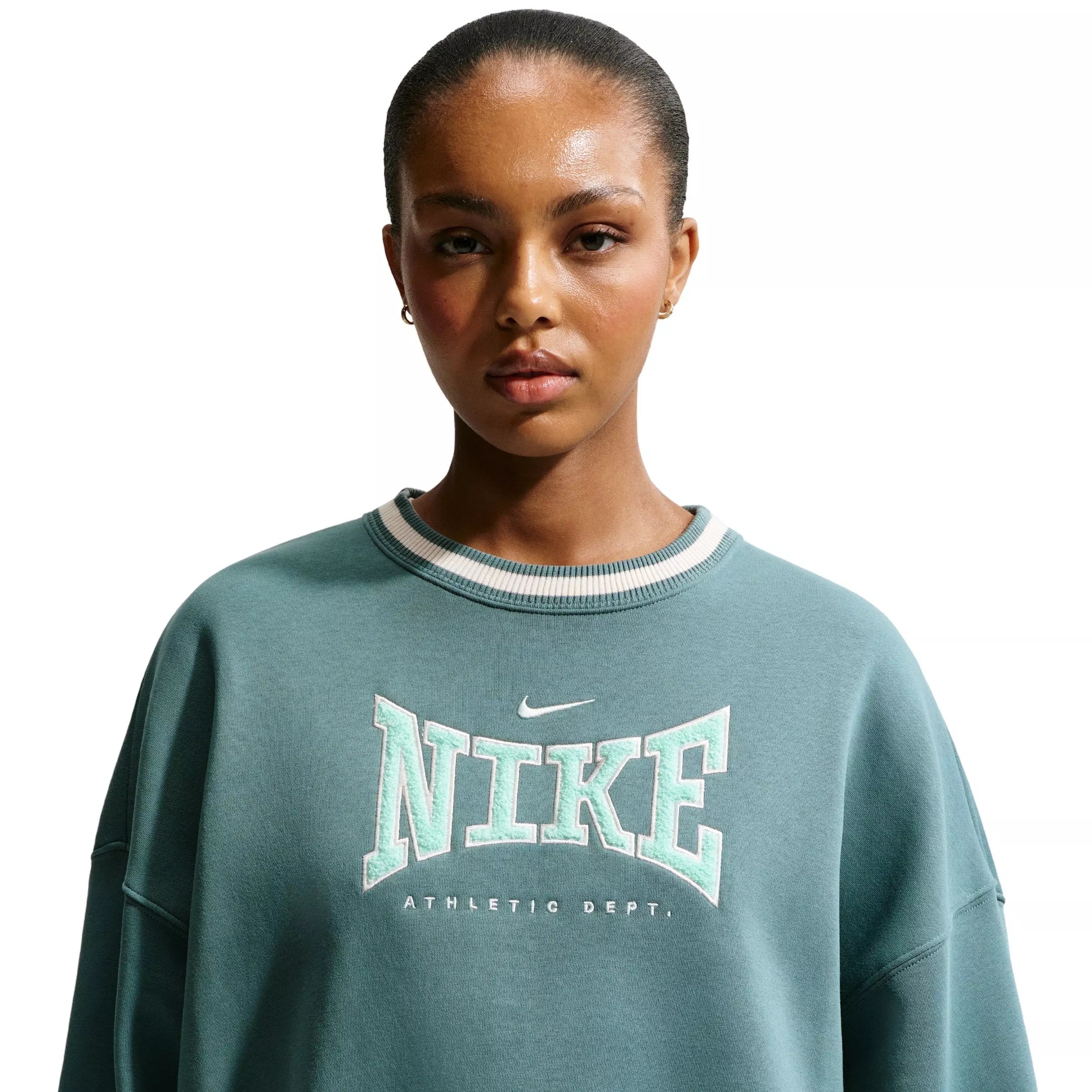 Nike Women's Sportswear Fleece Phoenix Oversized Crew-Neck Sweatshirt - MINERAL SLATE/GREEN
