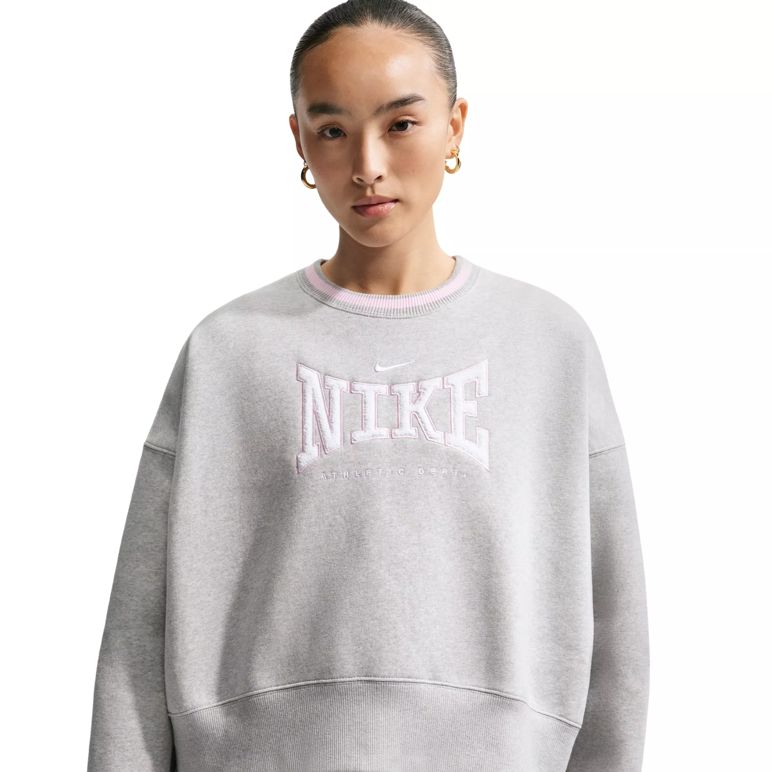 Nike Women's Sportswear Fleece Phoenix Oversized Crew-Neck Sweatshirt - LT GREY