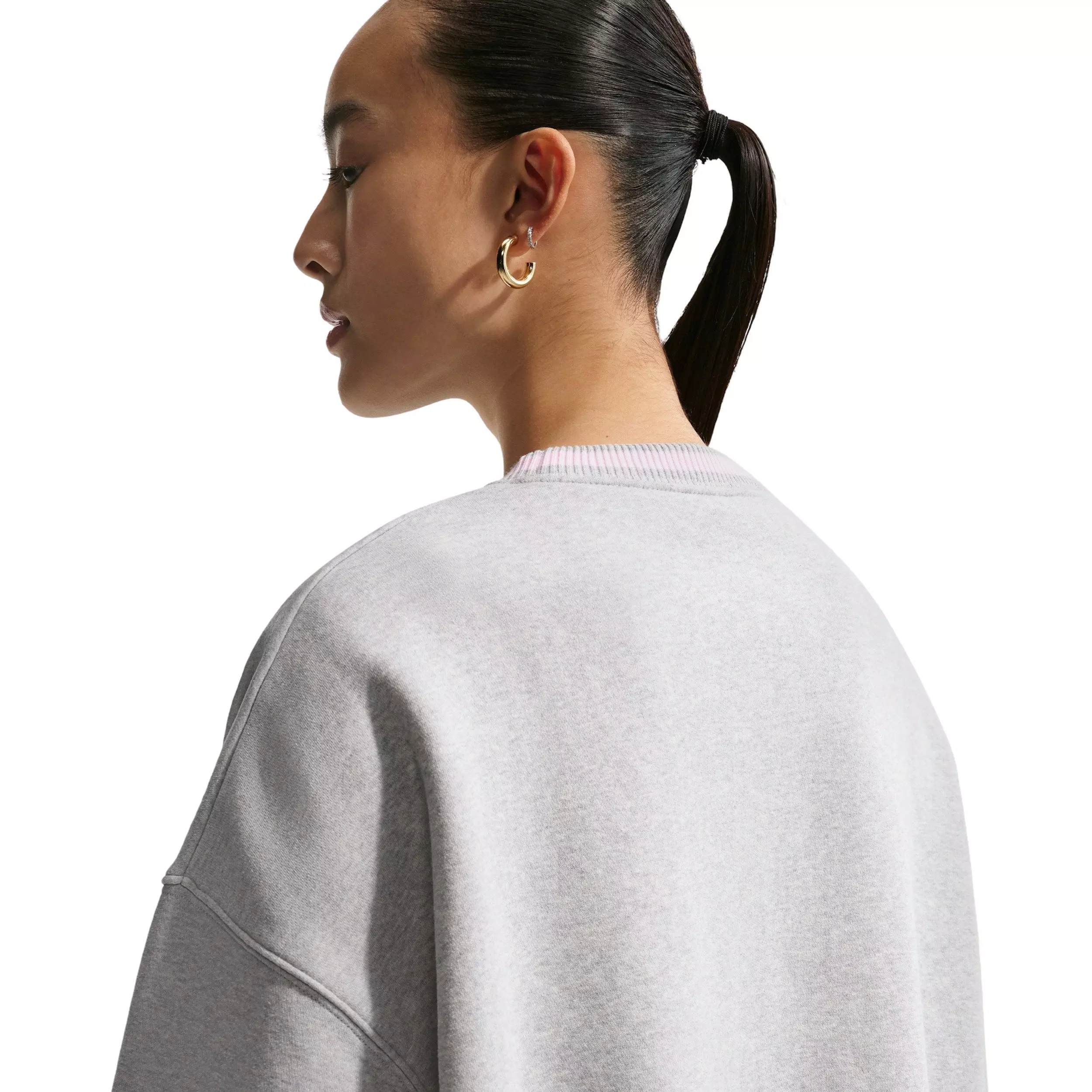 Nike Women's Sportswear Fleece Phoenix Oversized Crew-Neck Sweatshirt - LT GREY