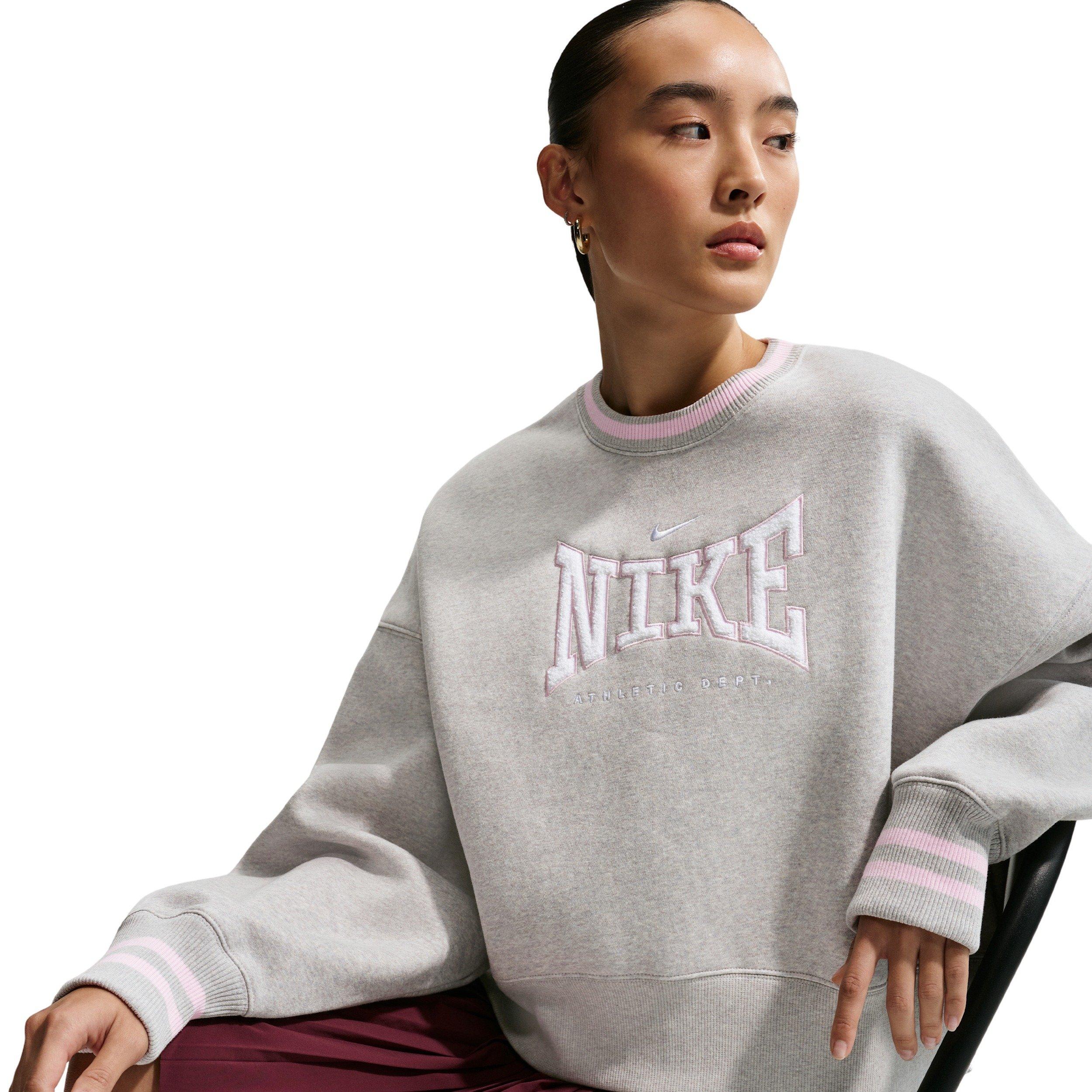 Nike Women's Sportswear Fleece Phoenix Oversized Crew-Neck Sweatshirt - LT GREY Thumbnail View 5