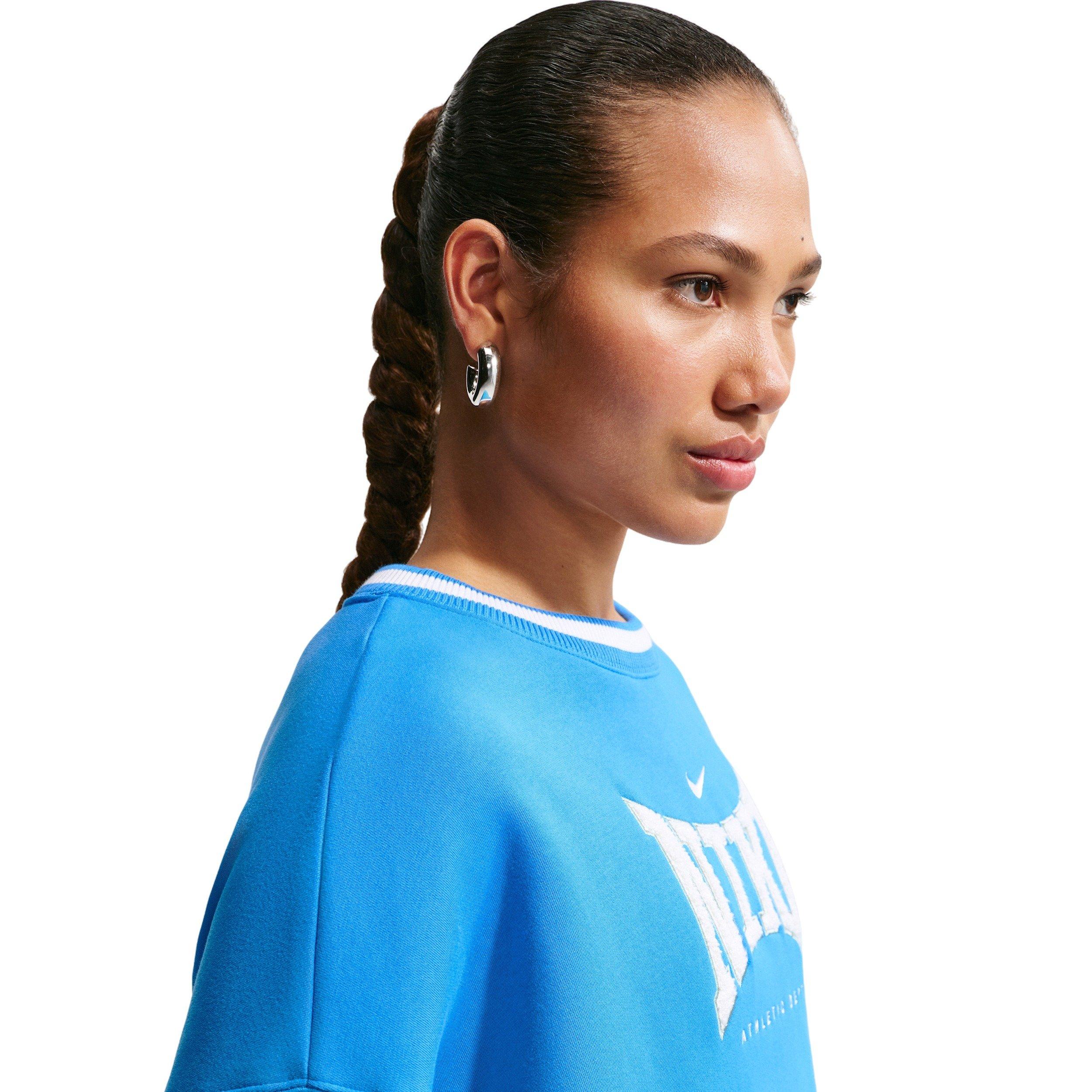 Nike Women's Sportswear Fleece Phoenix Oversized Crew-Neck Sweatshirt - LT BLUE Thumbnail View 5
