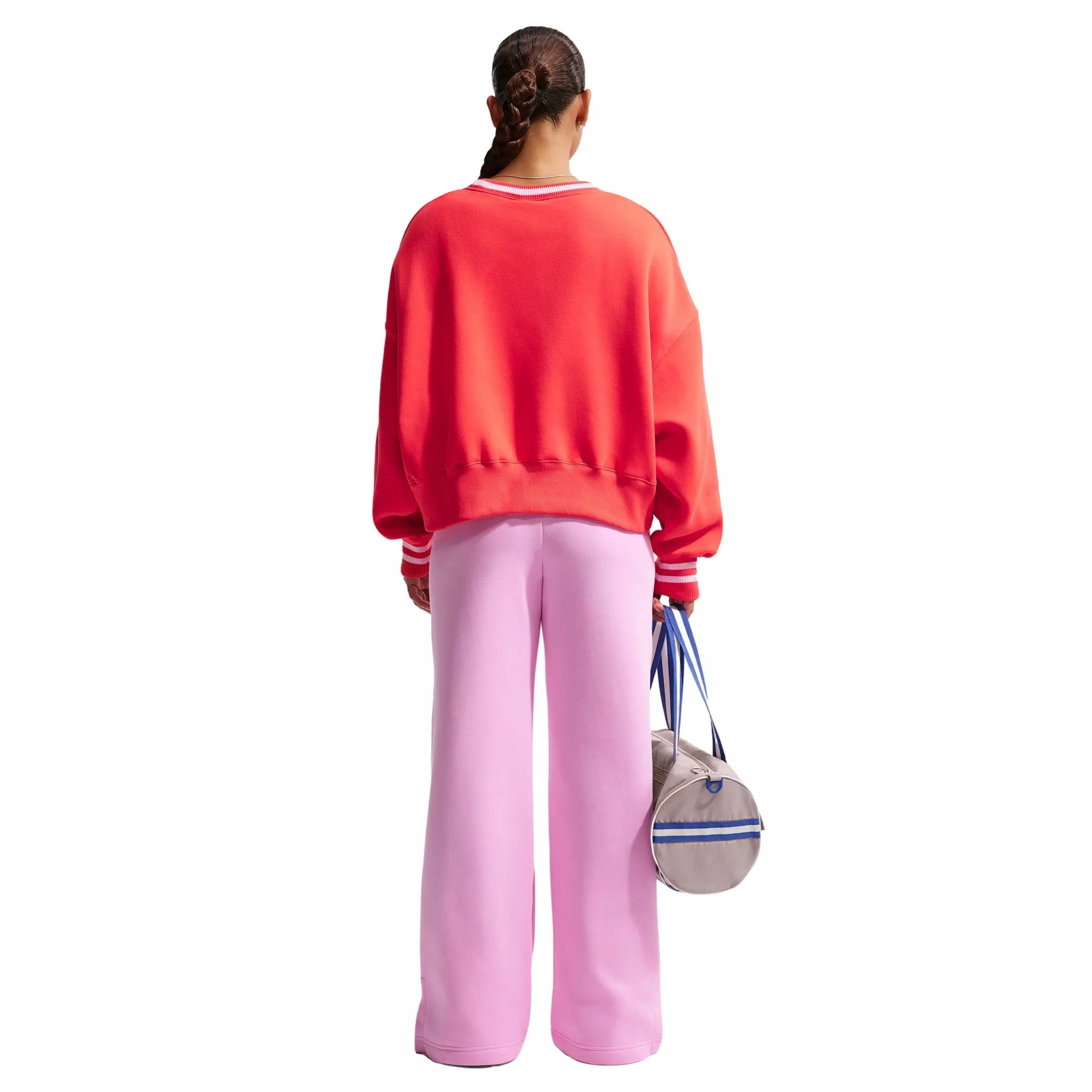 Nike Women's Sportswear Fleece Phoenix Oversized Crew-Neck Sweatshirt - CRIMSON