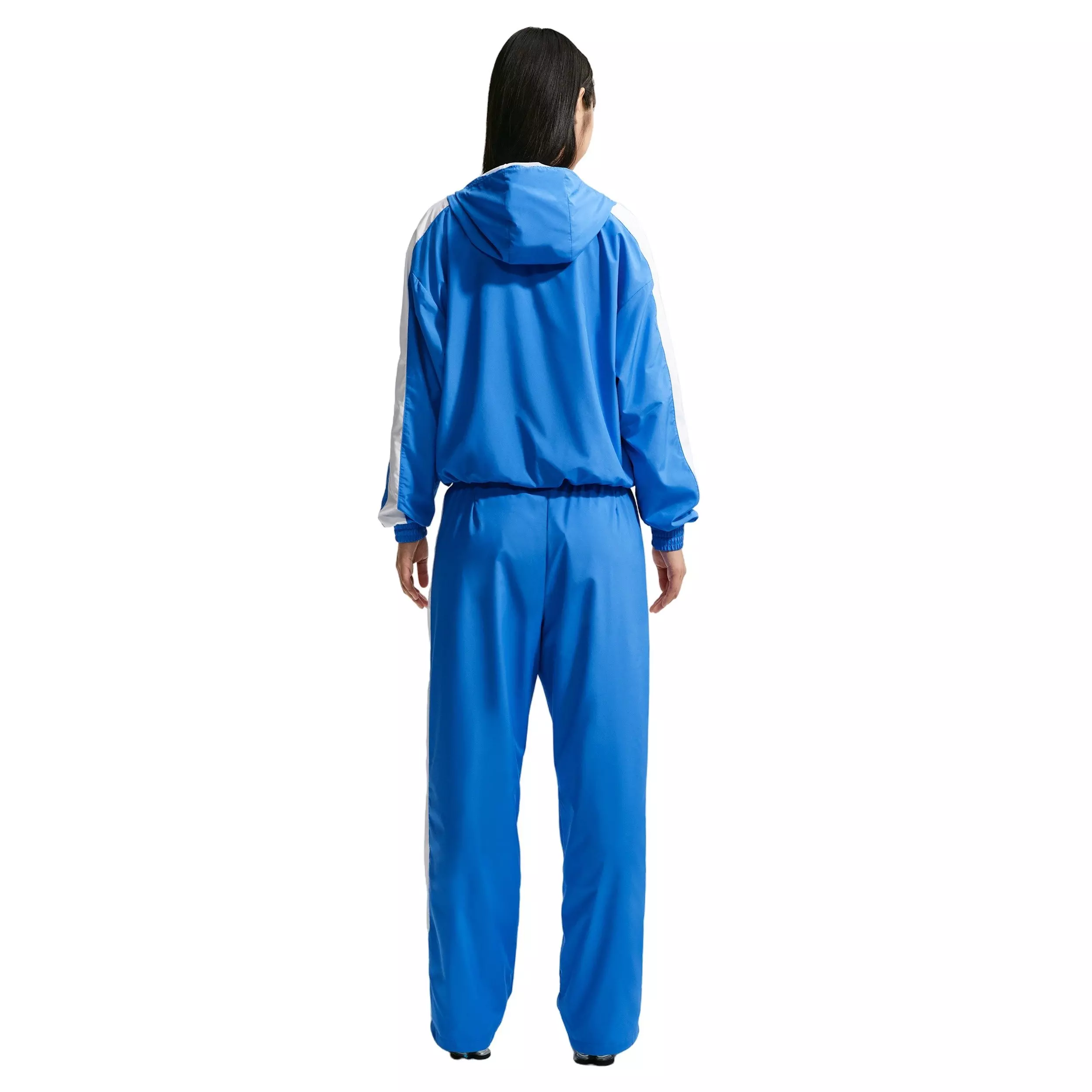 Nike Women's Sportswear Classic Wovens Loose UV Hooded Jacket - BLUE/WHITE
