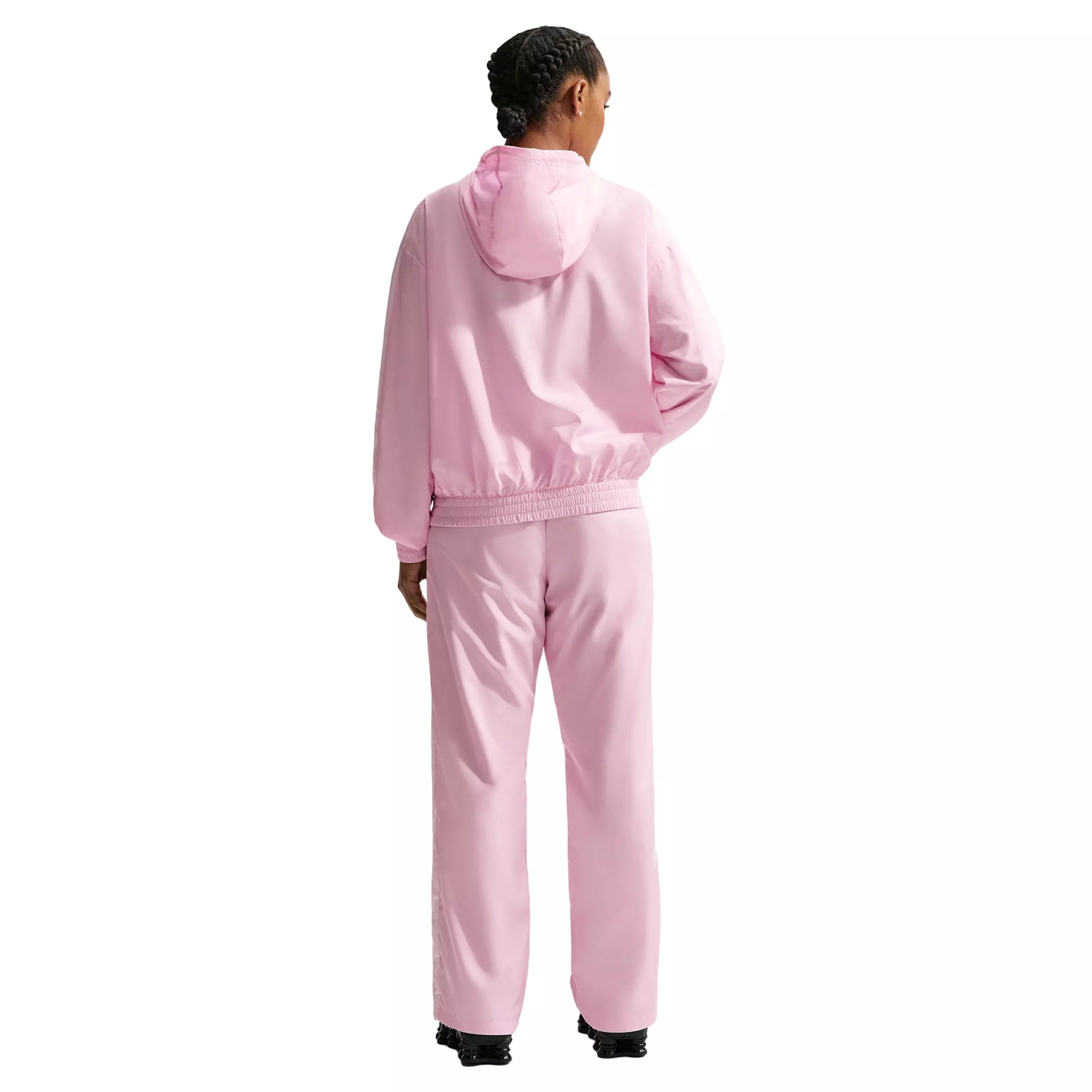 Nike Women's Sportswear Classic Wovens Loose UV Hooded Jacket - PINK/WHITE