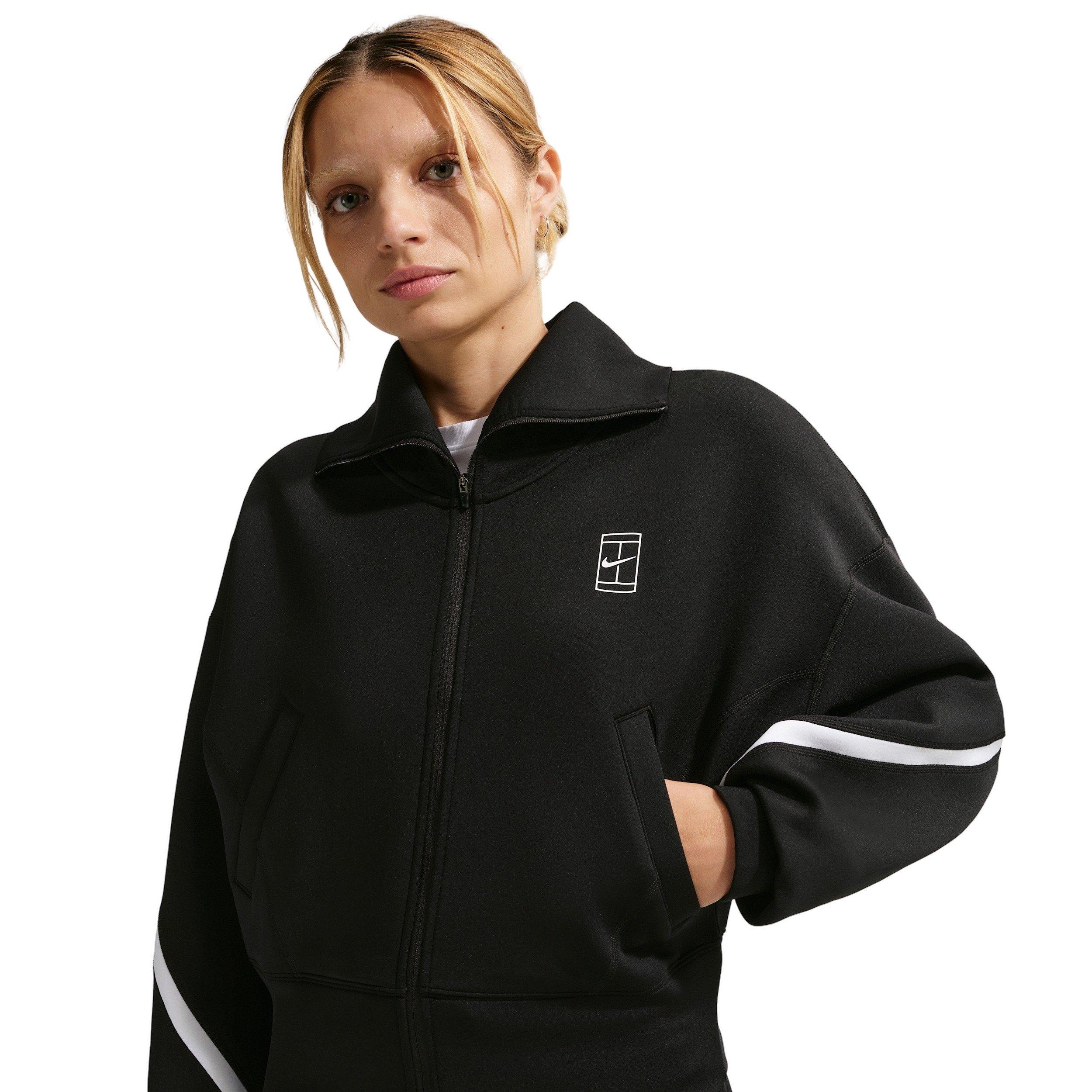 Nike Women's Advantage Dri-FIT Full-Zip Tennis Jacket - BLACK/WHITE Thumbnail View 1