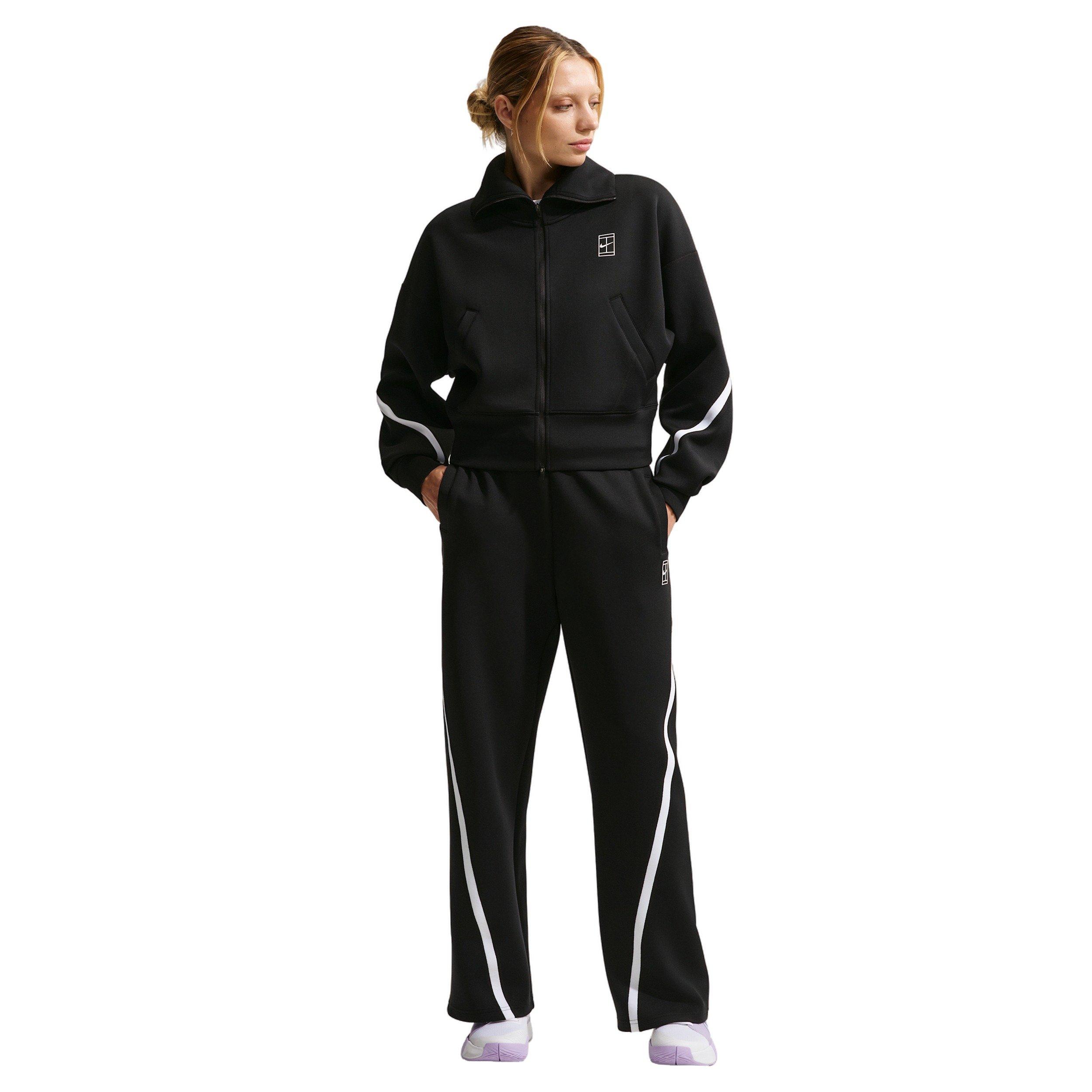 Nike Women's Advantage Dri-FIT Full-Zip Tennis Jacket - BLACK/WHITE Thumbnail View 4