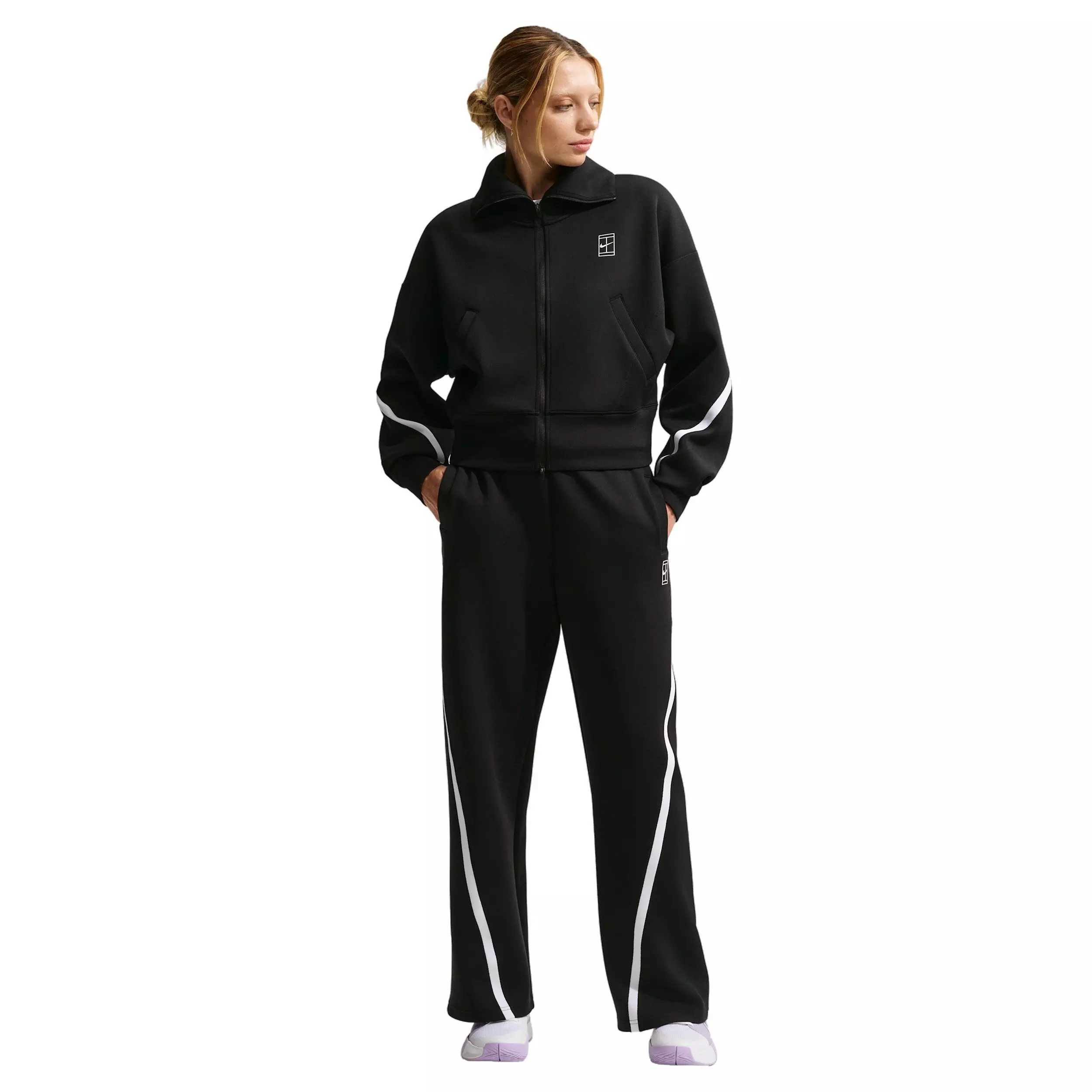 Nike Women's Advantage Dri-FIT Full-Zip Tennis Jacket - BLACK/WHITE