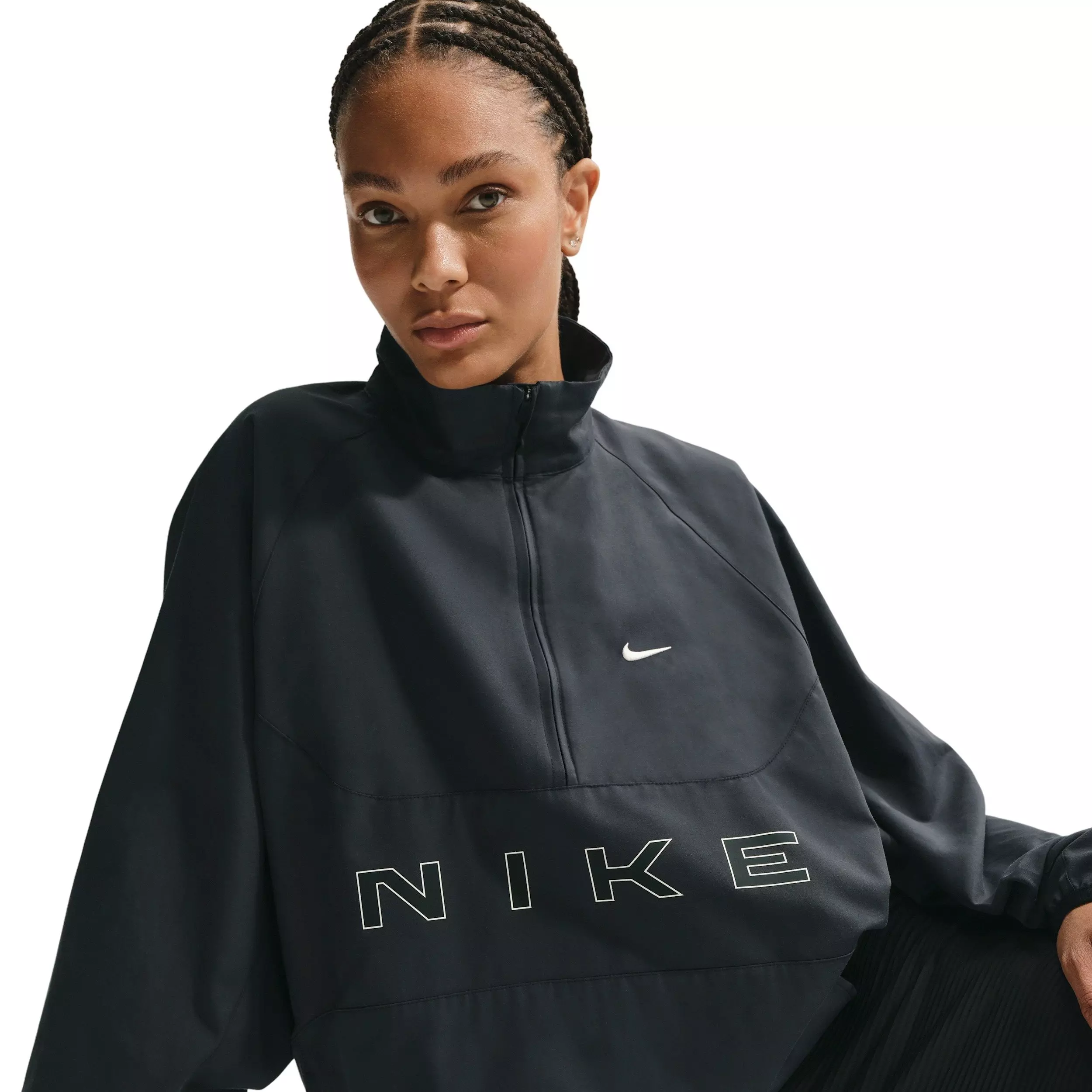 Nike Women's Sportswear Oversized 1/4-Zip Jacket - BLACK