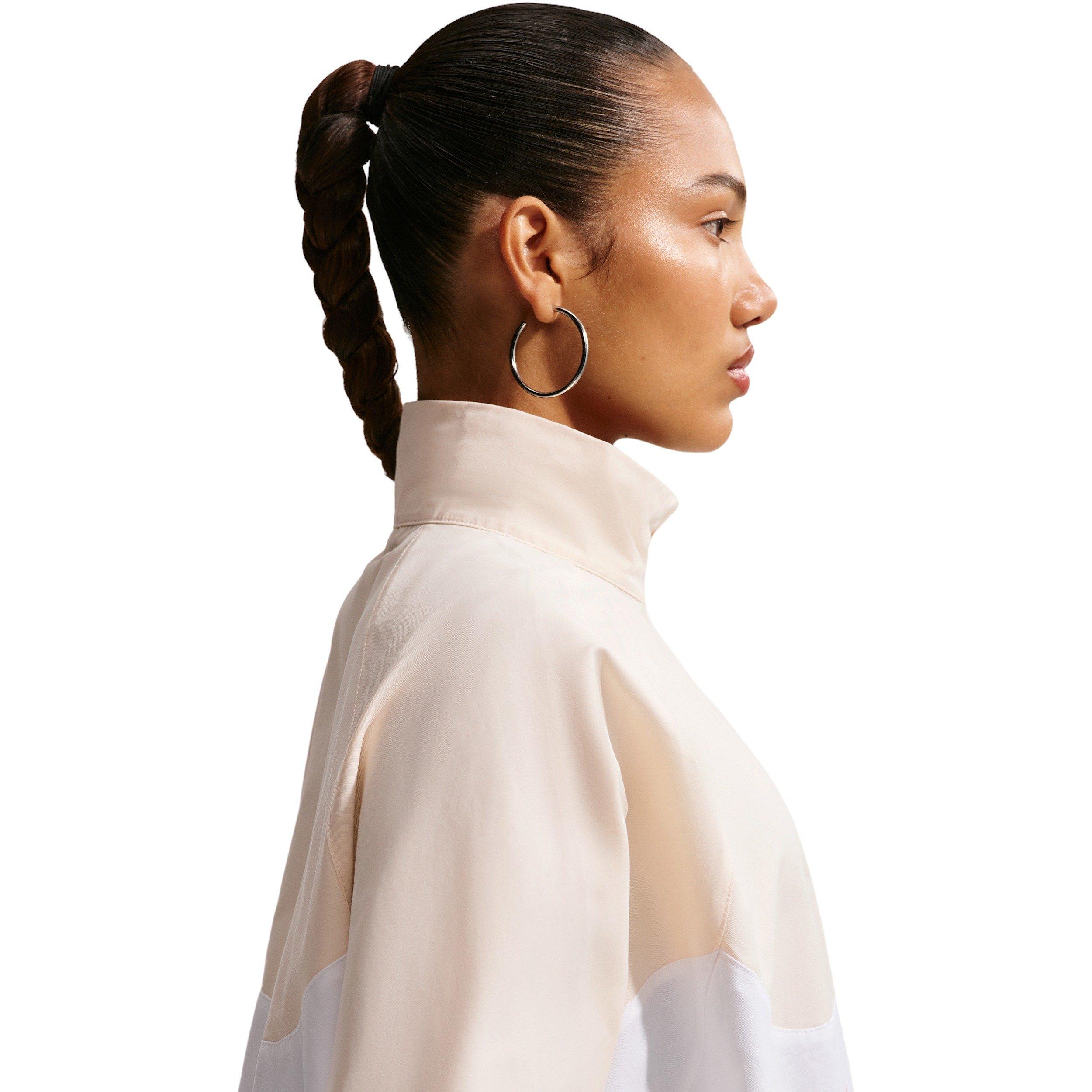 Nike Women's Sportswear Oversized 1/4-Zip Jacket - WHITE/ORANGE Thumbnail View 4