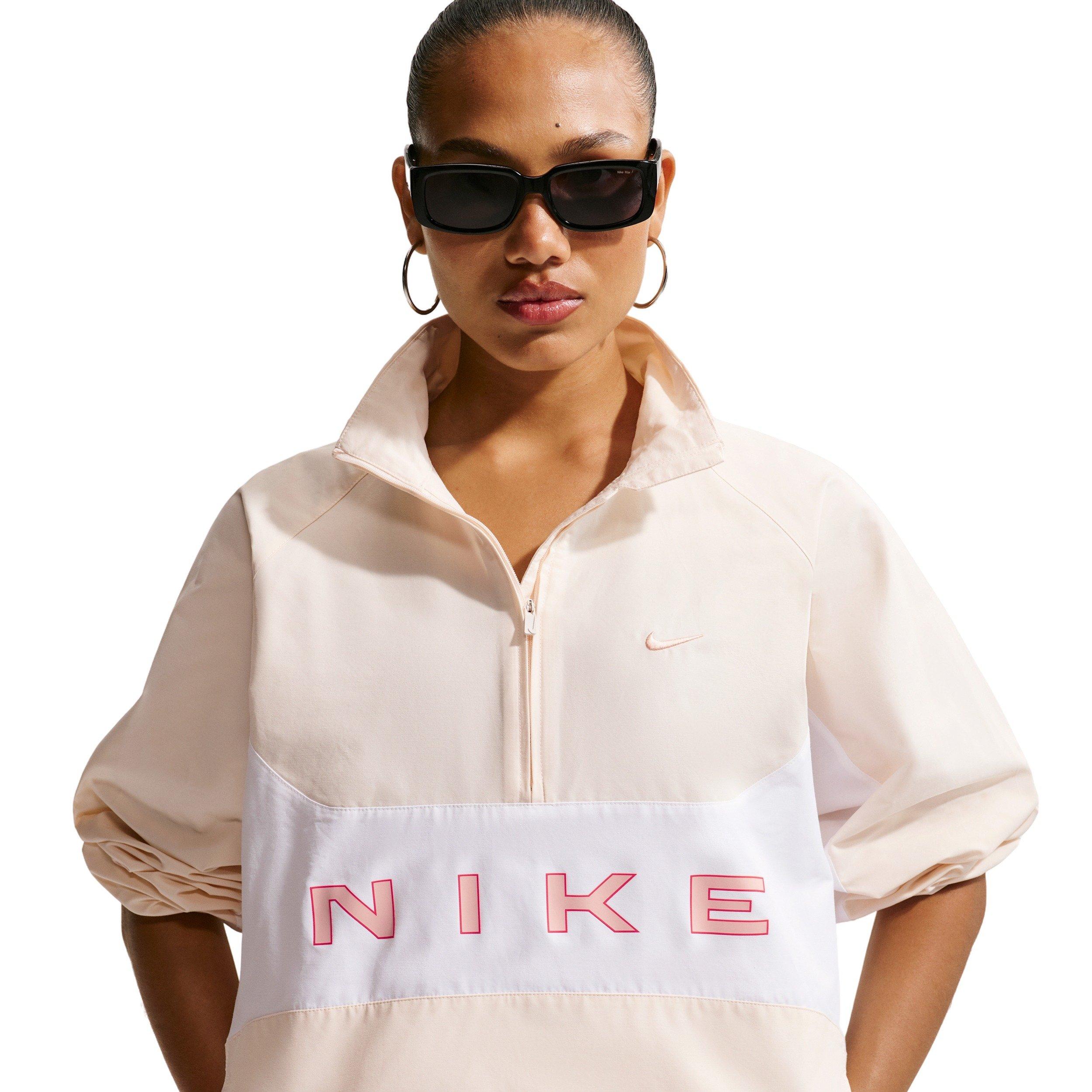 Nike Women's Sportswear Oversized 1/4-Zip Jacket - WHITE/ORANGE Thumbnail View 5