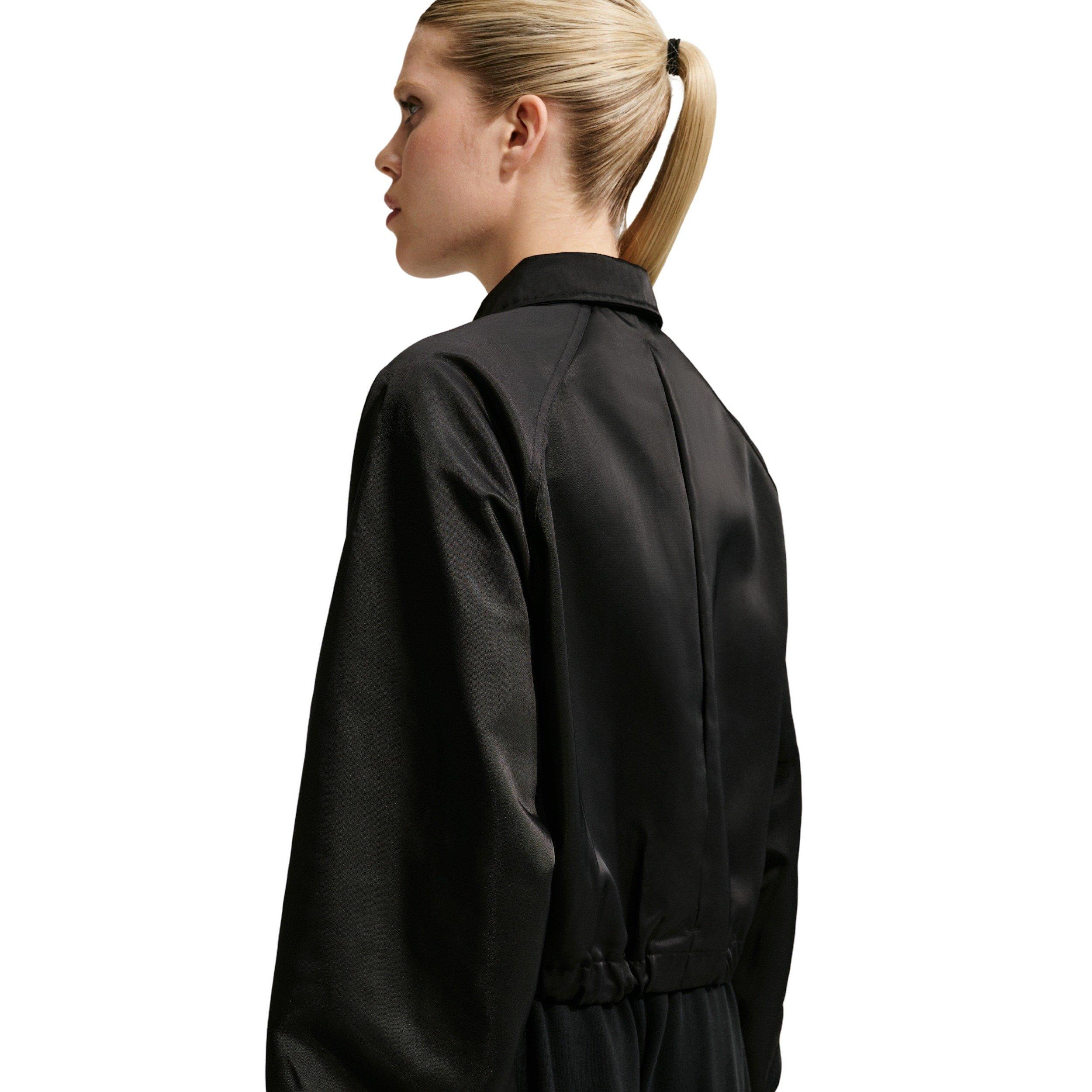 Nike Women's Sportswear Oversized Satin Coaches Jacket - BLACK/OFF-WHITE Thumbnail View 2