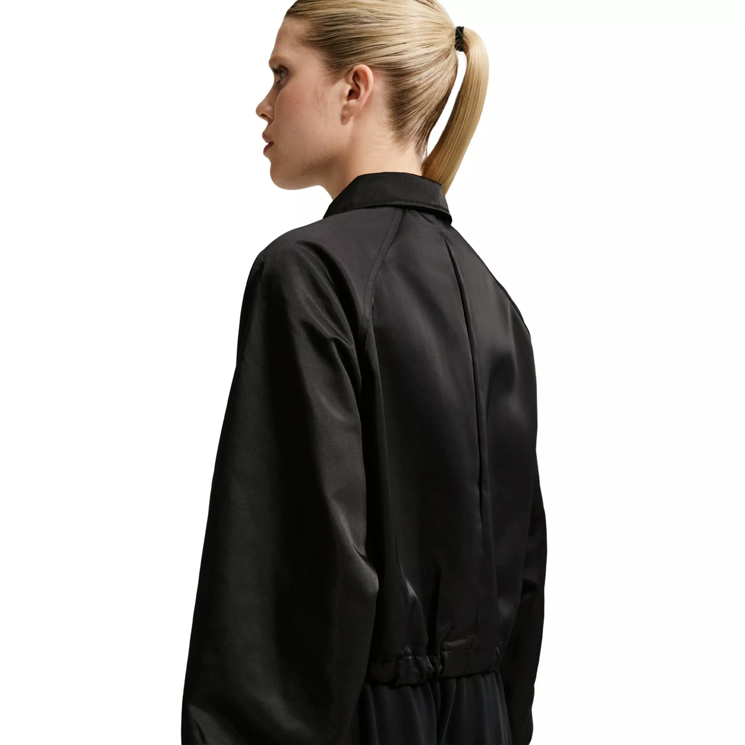 Nike Women's Sportswear Oversized Satin Coaches Jacket - BLACK/OFF-WHITE