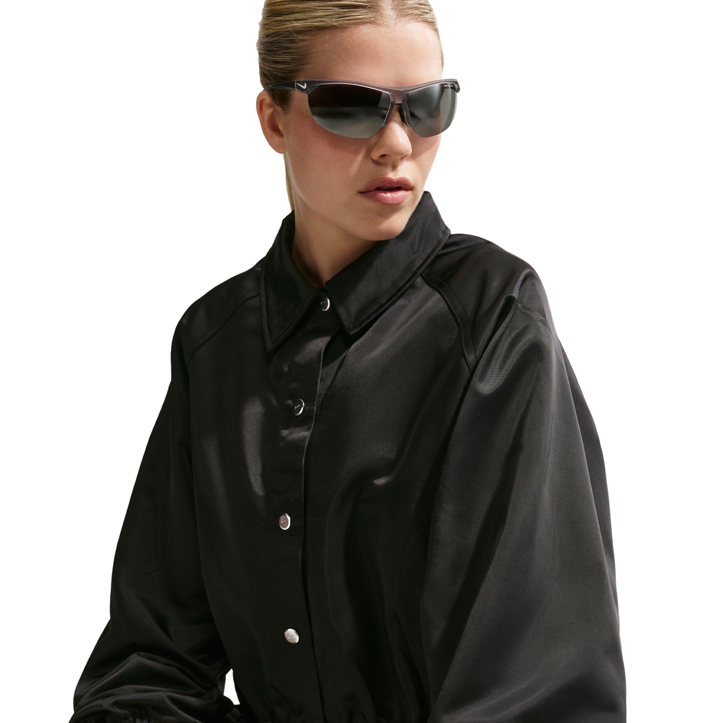 Nike Women's Sportswear Oversized Satin Coaches Jacket - BLACK/OFF-WHITE Thumbnail View 3