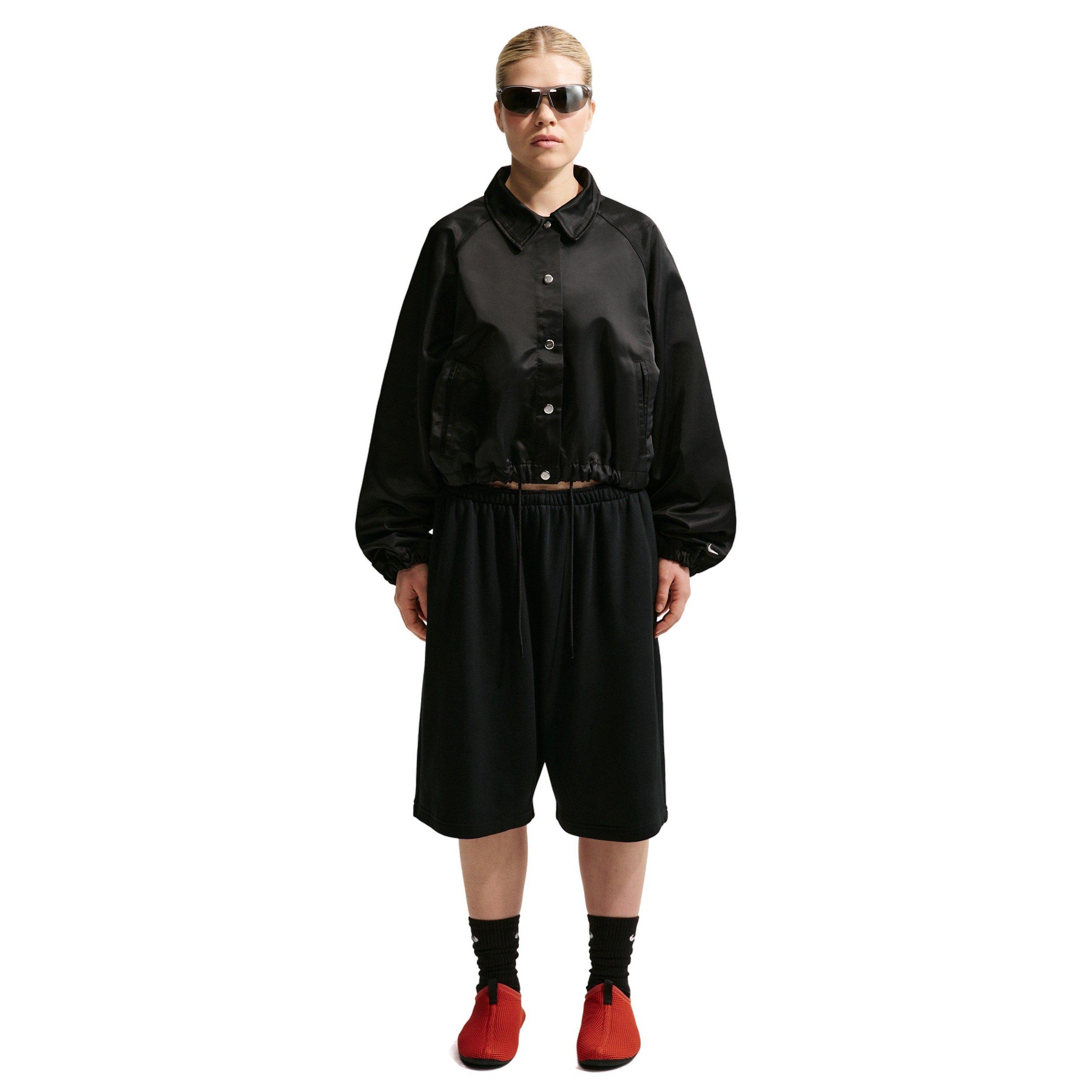 Nike Women's Sportswear Oversized Satin Coaches Jacket - BLACK/OFF-WHITE Thumbnail View 4