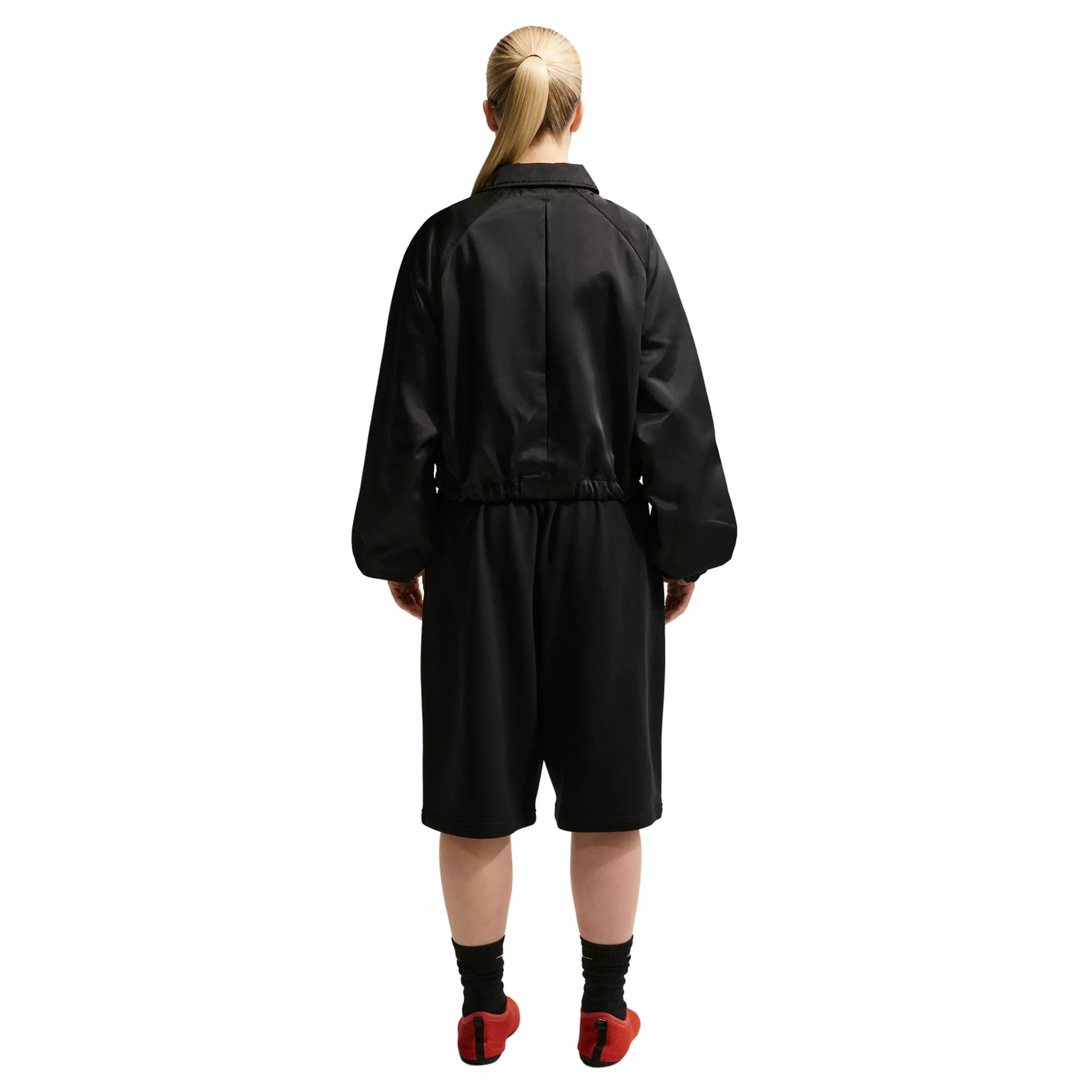 Nike Women's Sportswear Oversized Satin Coaches Jacket - BLACK/OFF-WHITE