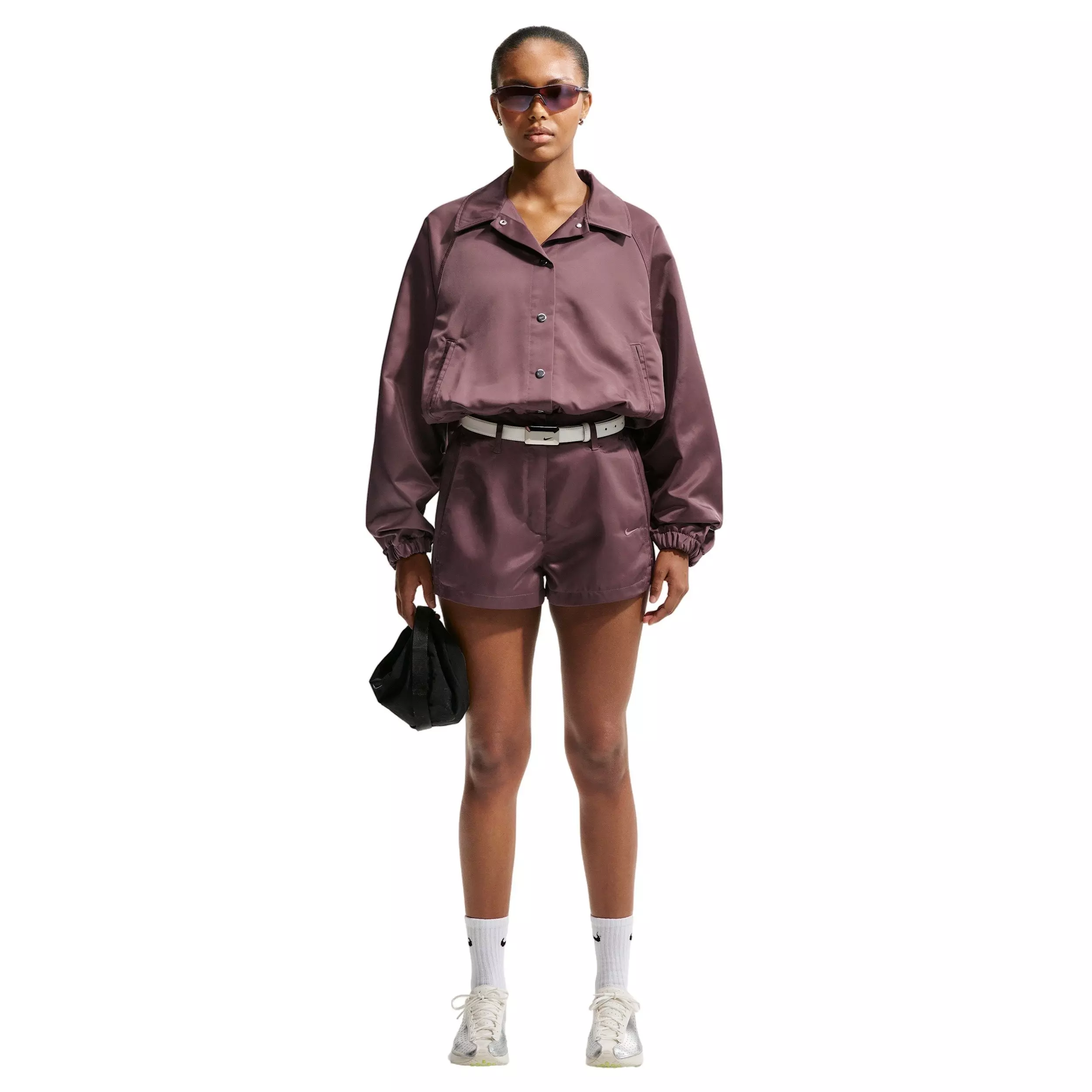Nike Women's Sportswear Oversized Satin Coaches Jacket - PURPLE