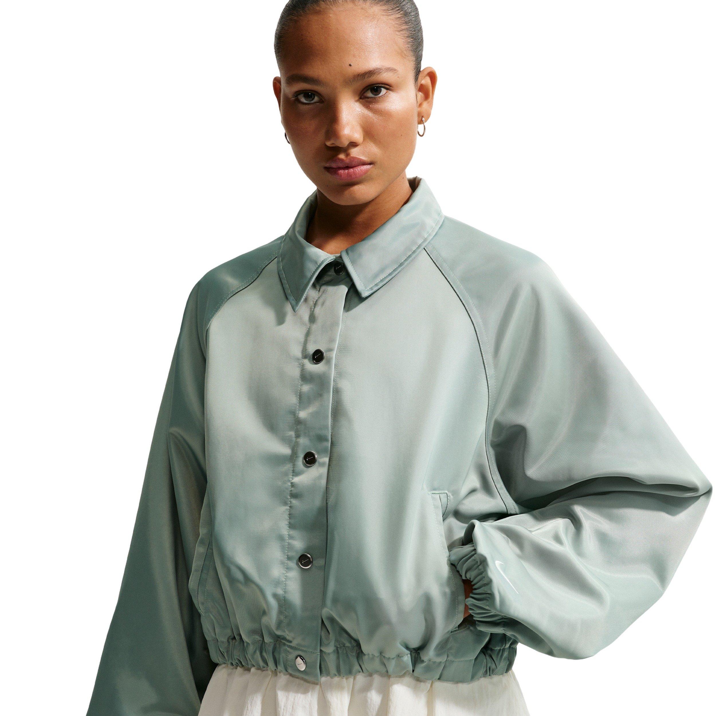 Nike Women's Sportswear Oversized Satin Coaches Jacket - GREEN Thumbnail View 1