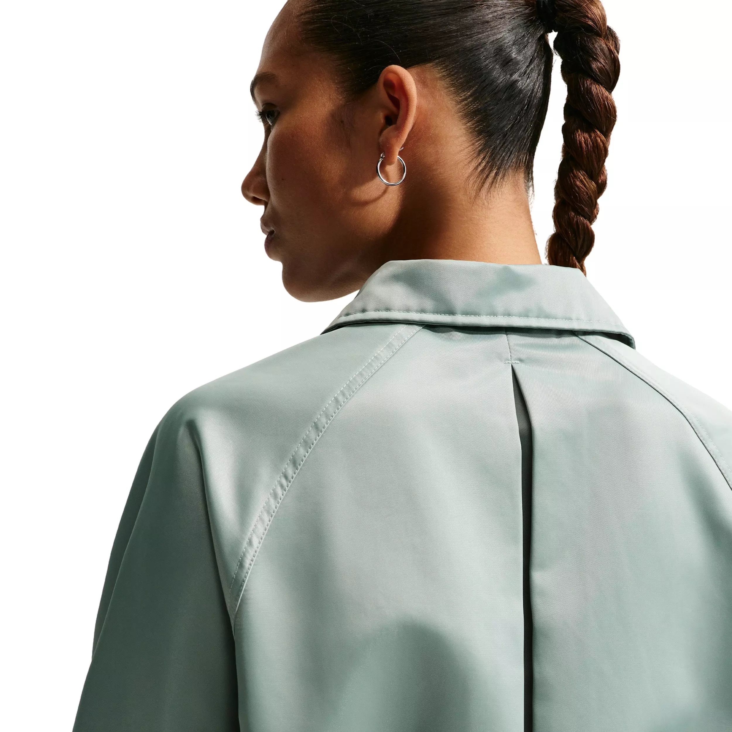 Nike Women's Sportswear Oversized Satin Coaches Jacket - GREEN