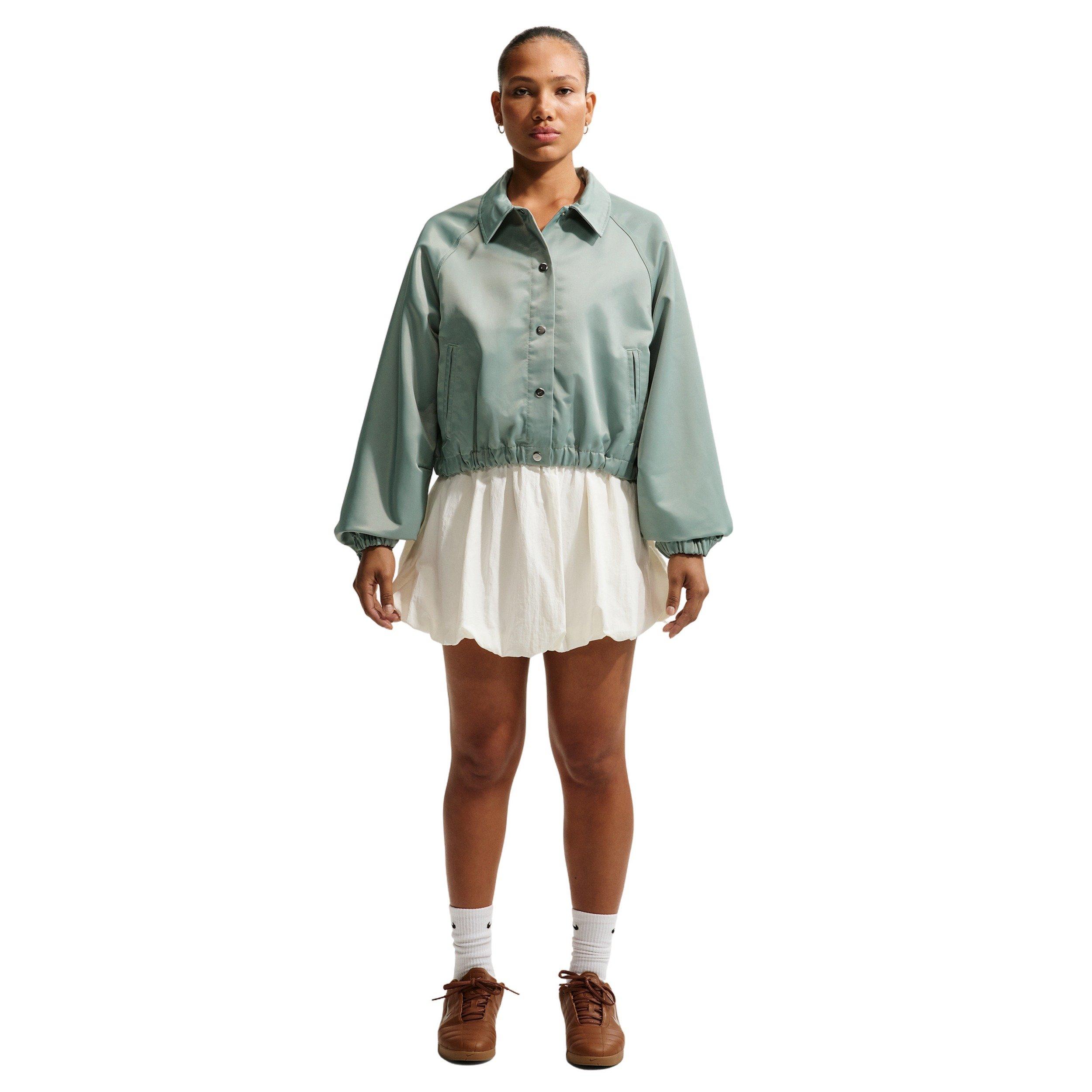 Nike Women's Sportswear Oversized Satin Coaches Jacket - GREEN Thumbnail View 4