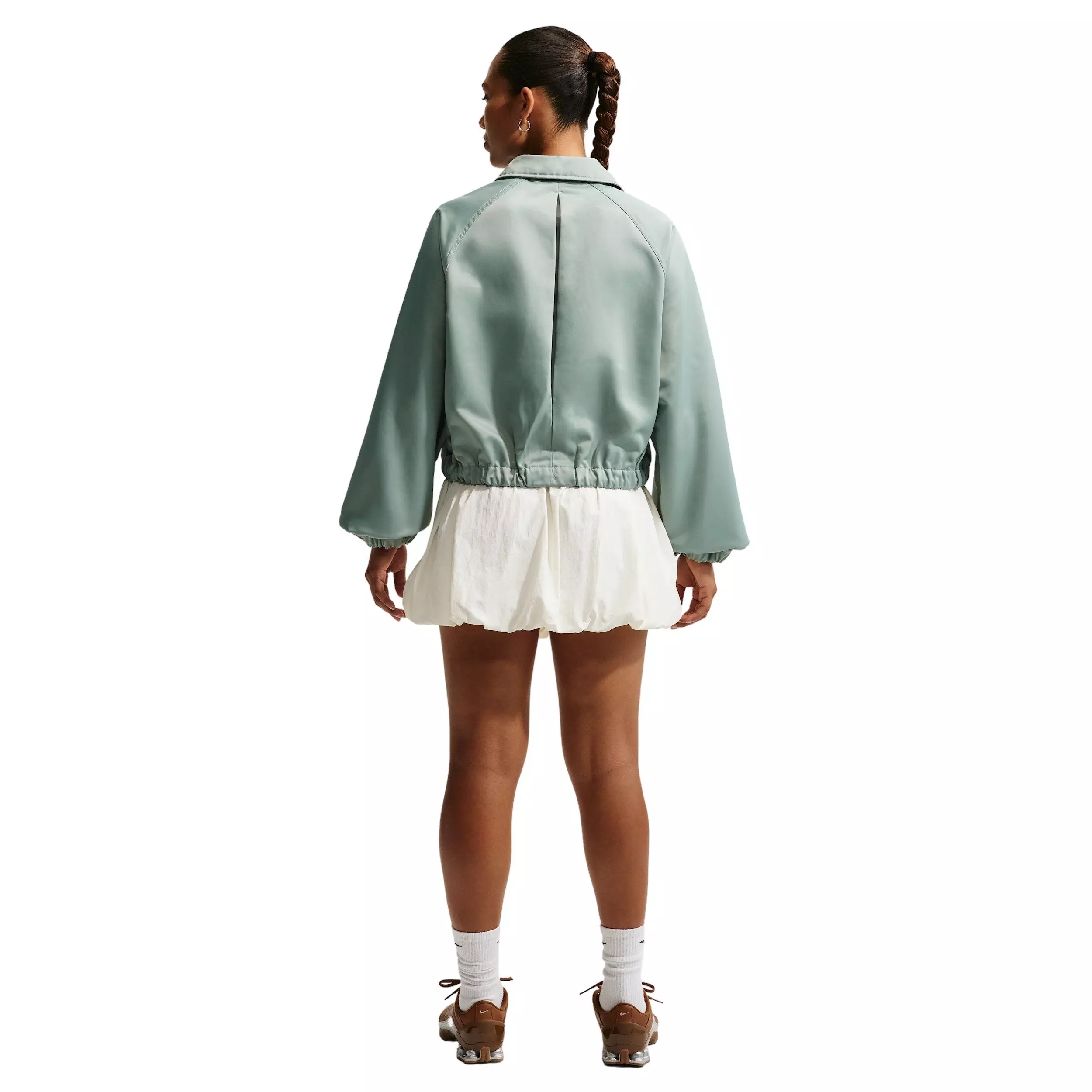 Nike Women's Sportswear Oversized Satin Coaches Jacket - GREEN